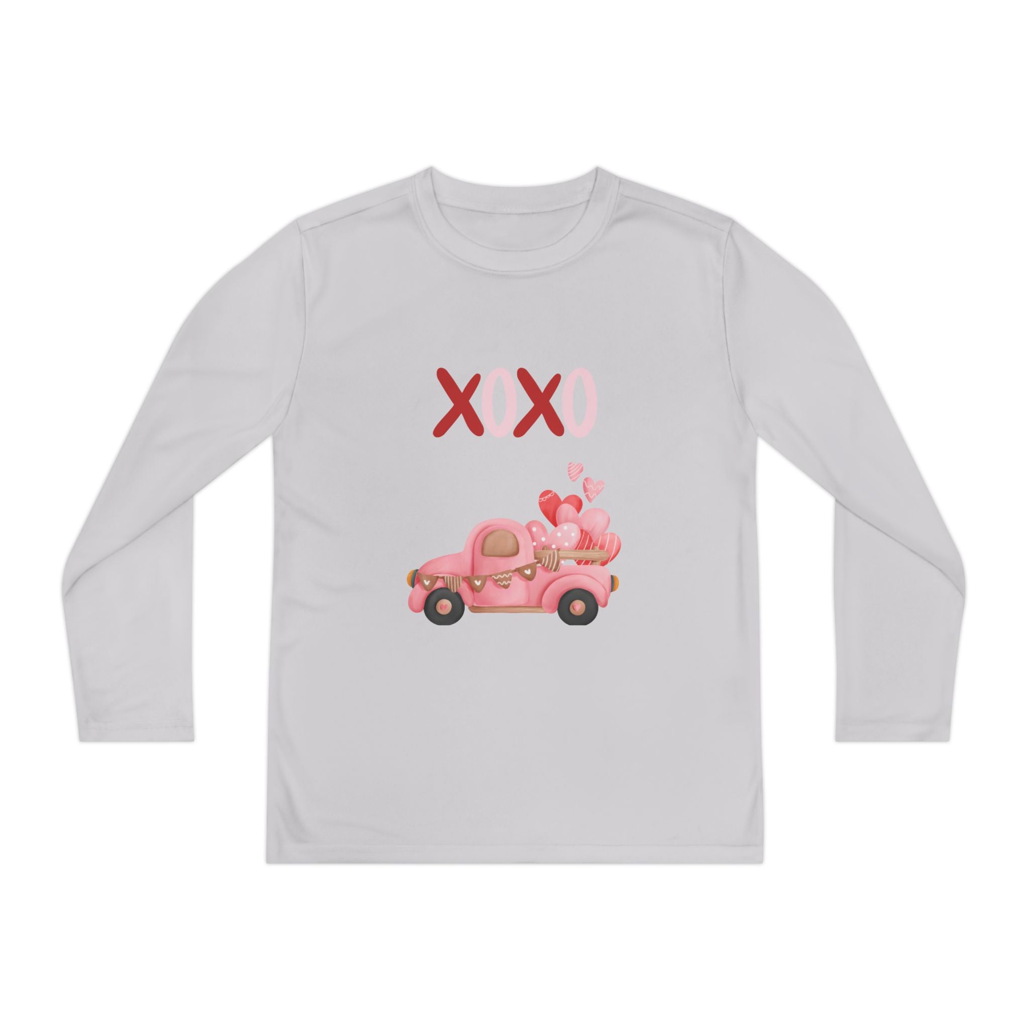 Youth Long Sleeve Tee — Pink Valentine Truck "XOXO" Design