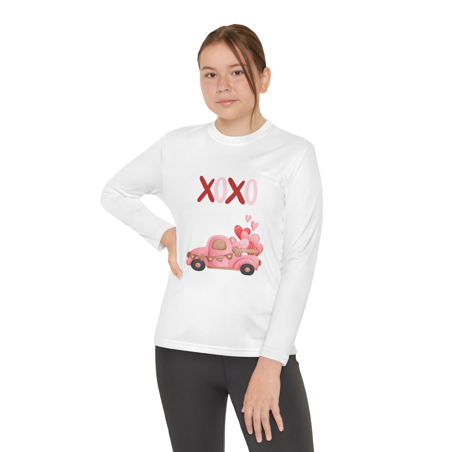 Youth Long Sleeve Tee — Pink Valentine Truck "XOXO" Design