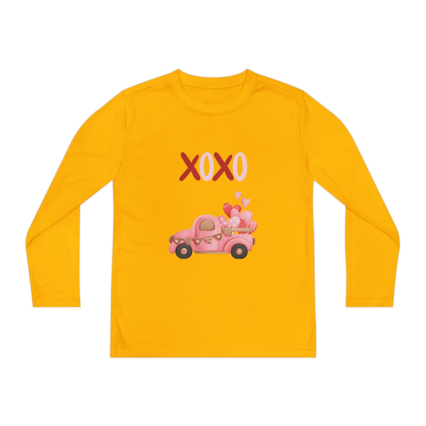 Youth Long Sleeve Tee — Pink Valentine Truck "XOXO" Design
