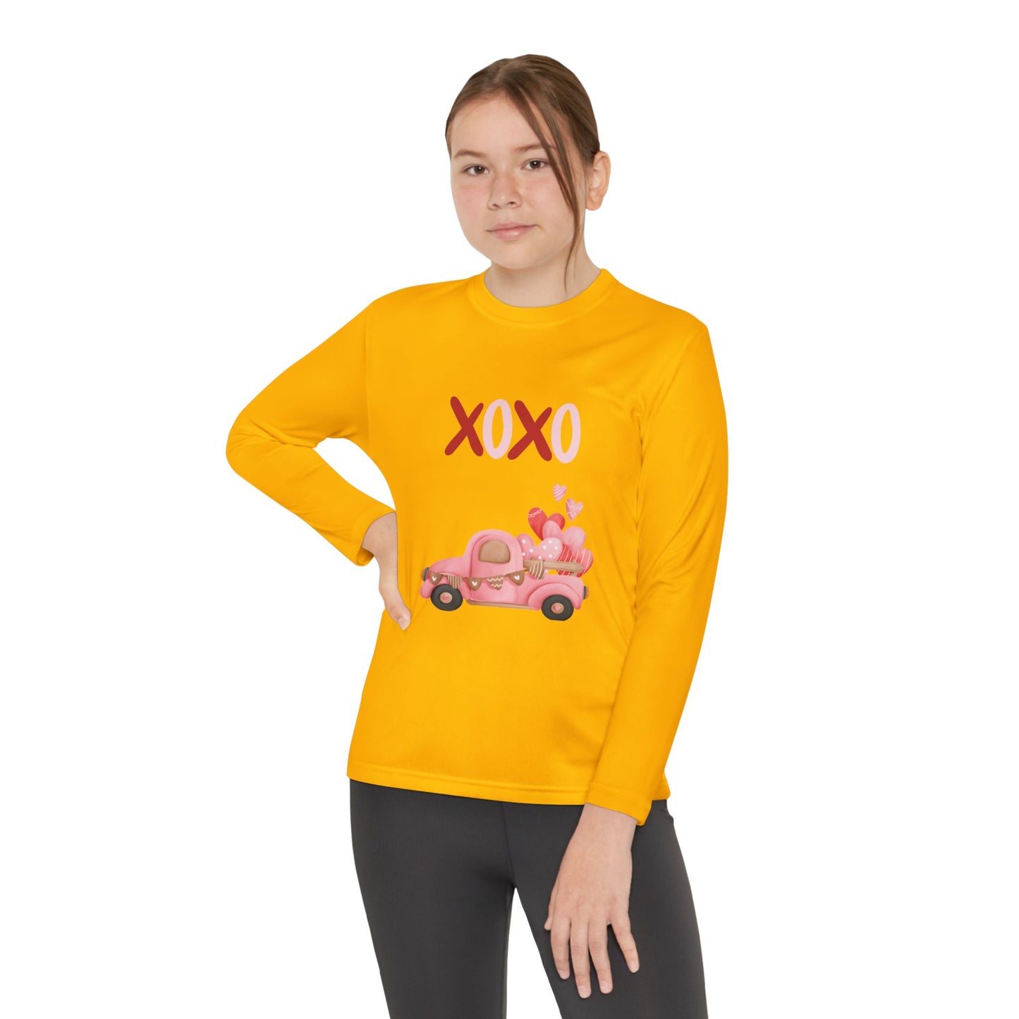 Youth Long Sleeve Tee — Pink Valentine Truck "XOXO" Design