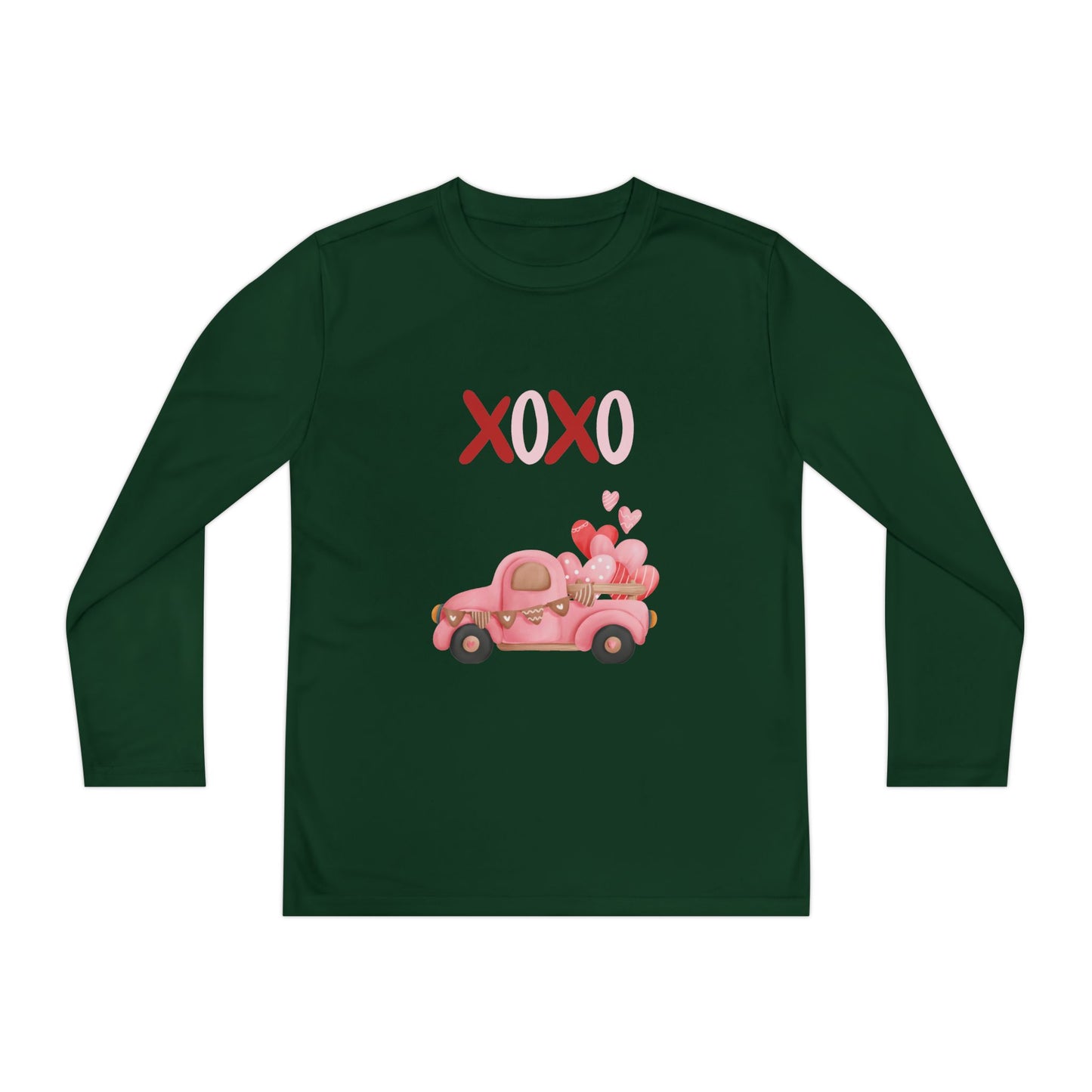 Youth Long Sleeve Tee — Pink Valentine Truck "XOXO" Design