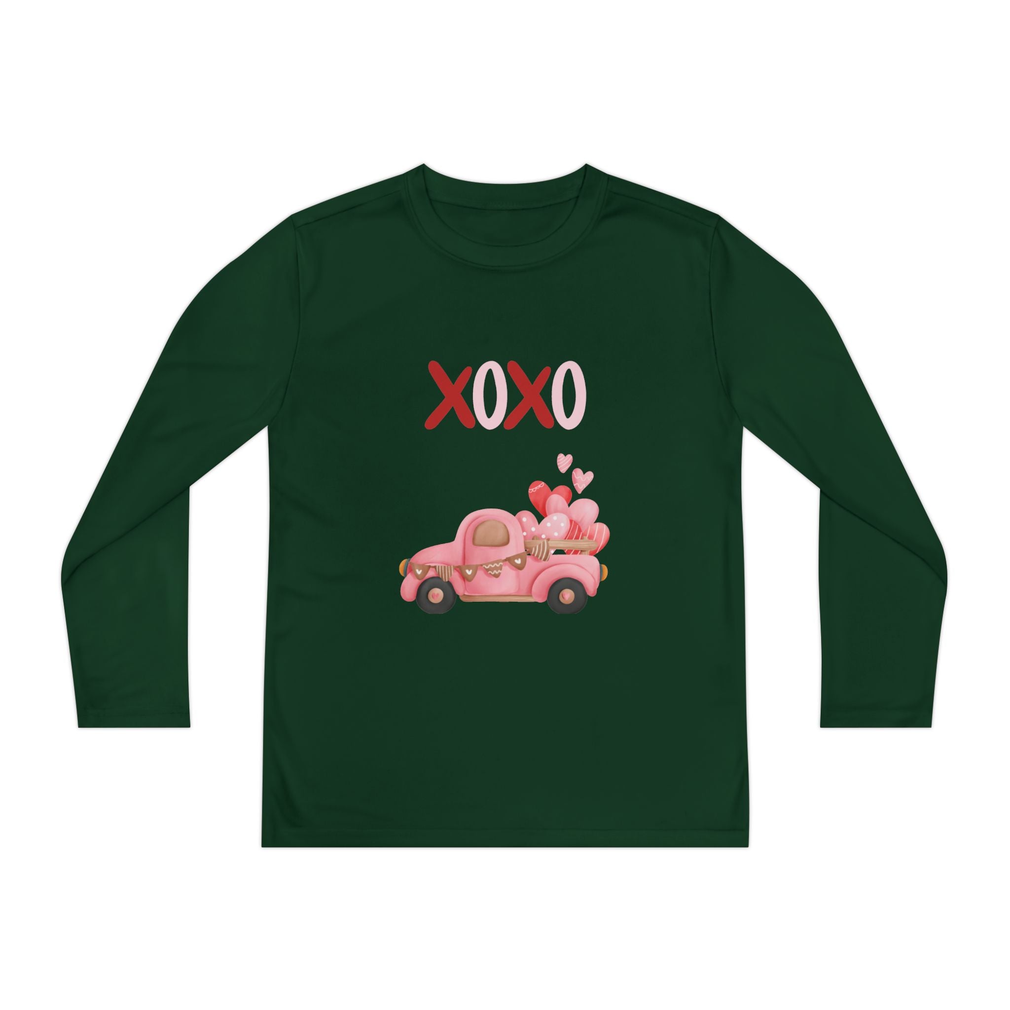 Youth Long Sleeve Tee — Pink Valentine Truck "XOXO" Design
