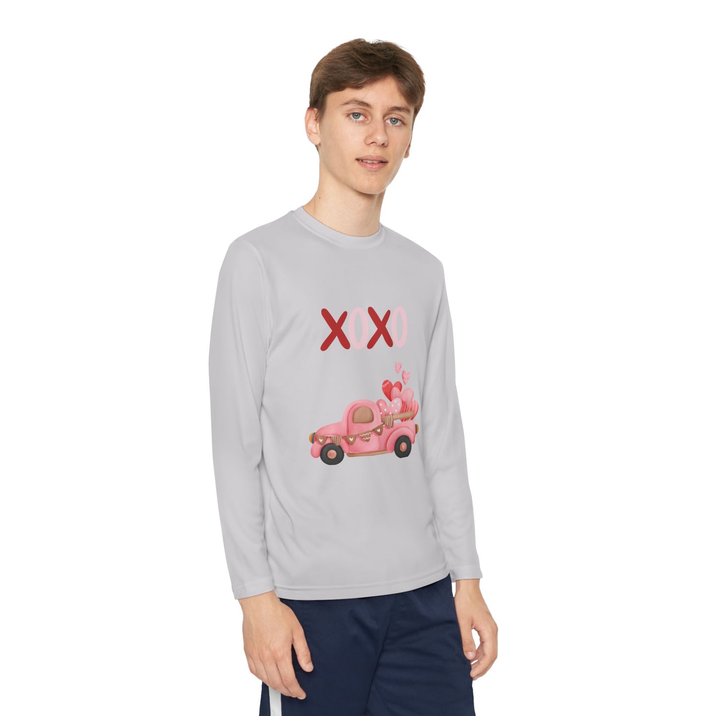 Youth Long Sleeve Tee — Pink Valentine Truck "XOXO" Design
