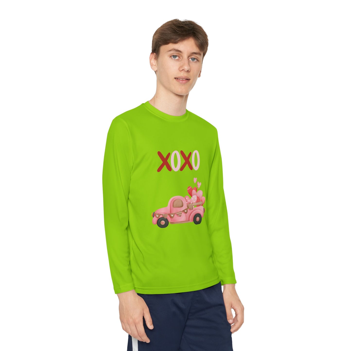 Youth Long Sleeve Tee — Pink Valentine Truck "XOXO" Design