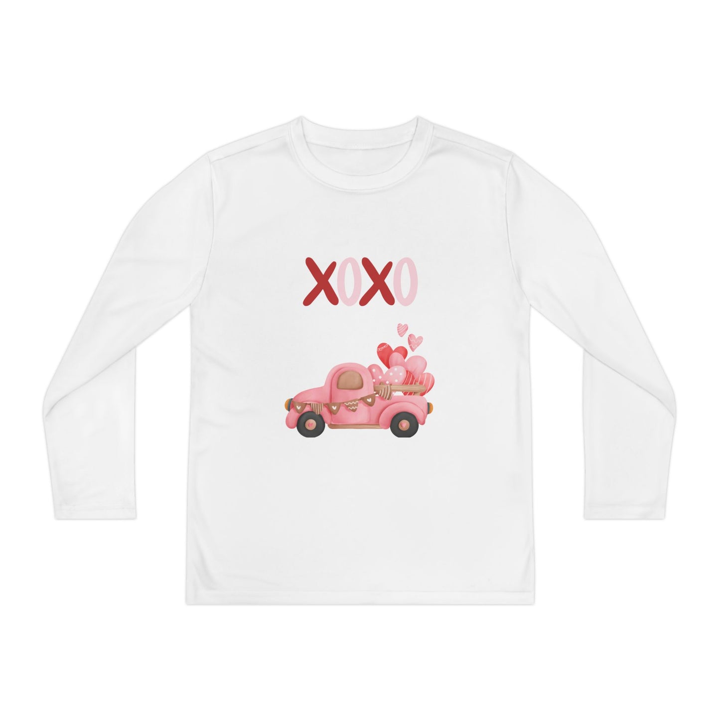 Youth Long Sleeve Tee — Pink Valentine Truck "XOXO" Design