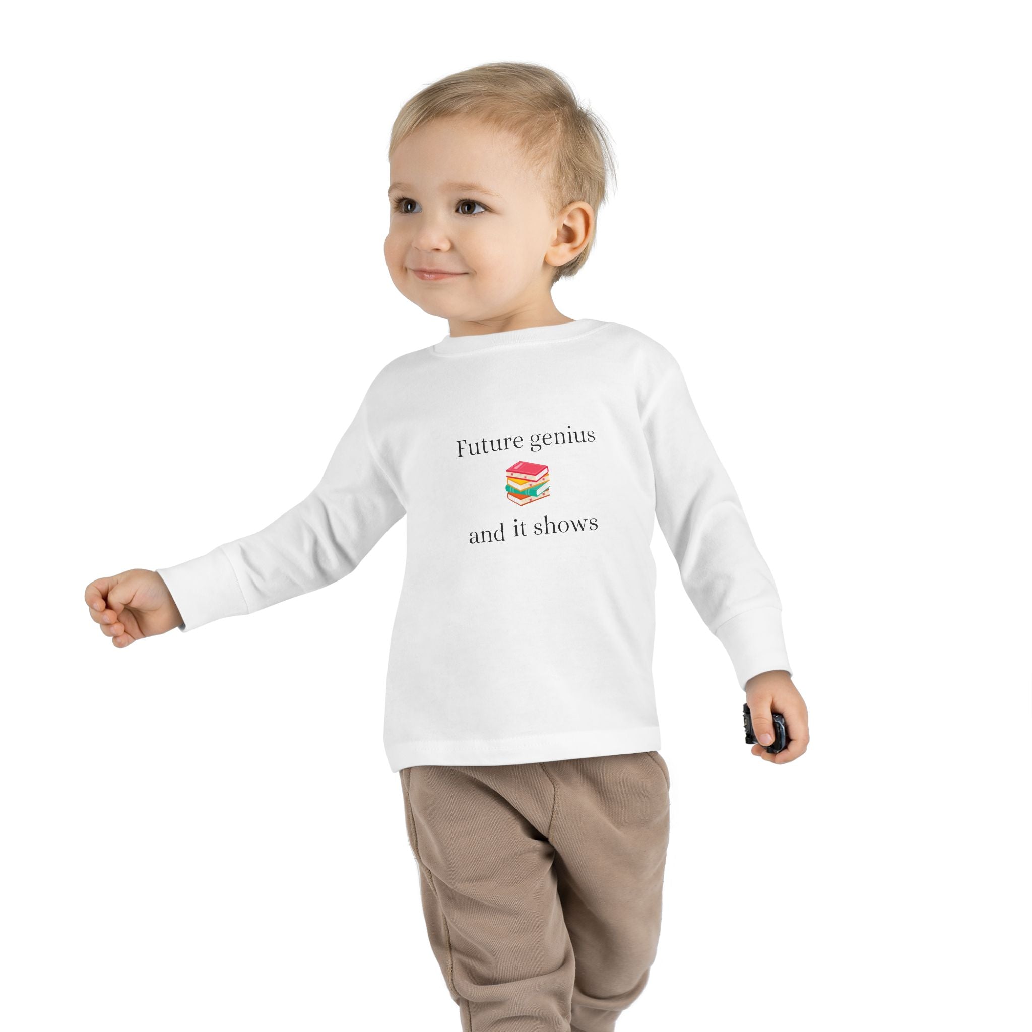 Toddler Long Sleeve Tee — "Future Reader" Rainbow Book Graphic