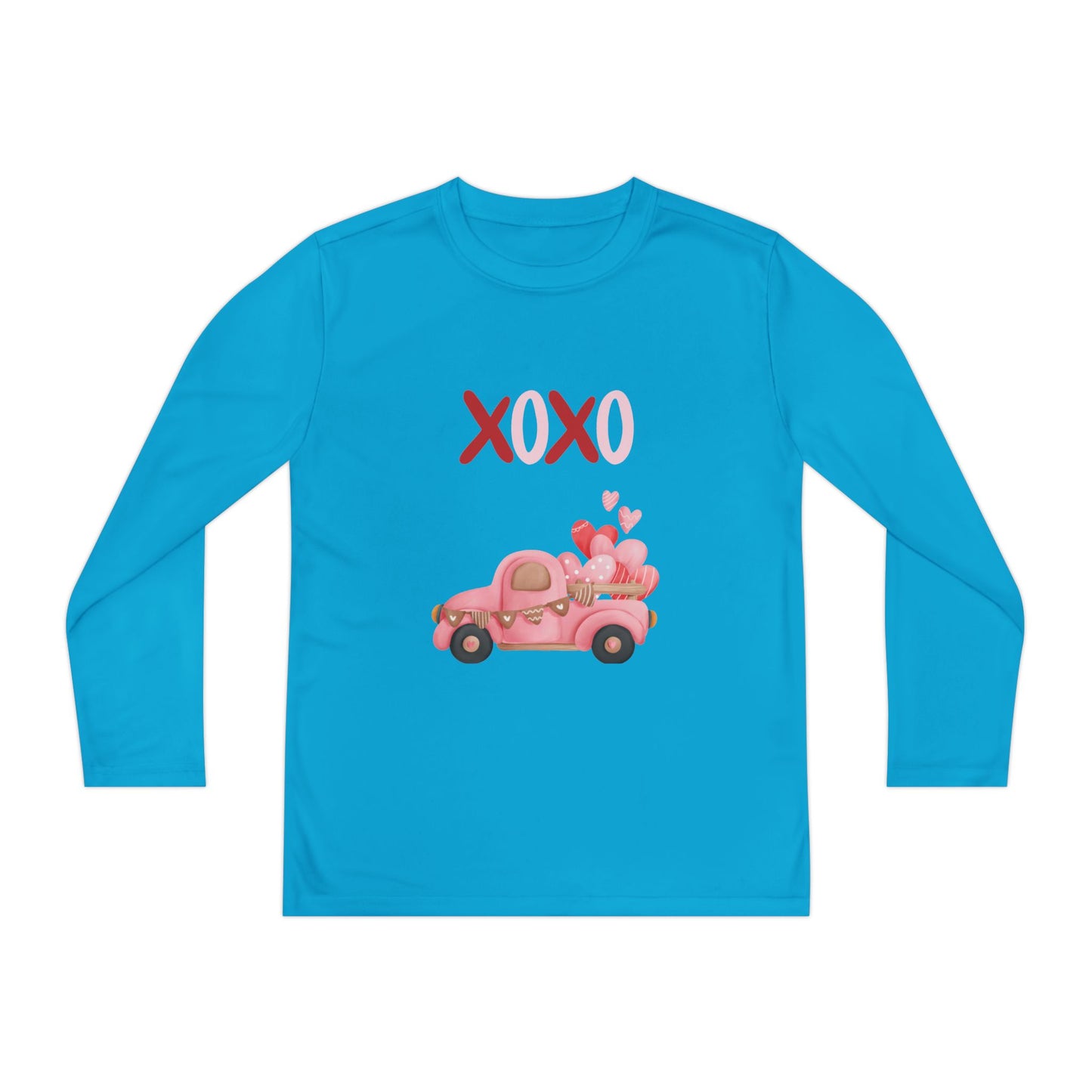 Youth Long Sleeve Tee — Pink Valentine Truck "XOXO" Design
