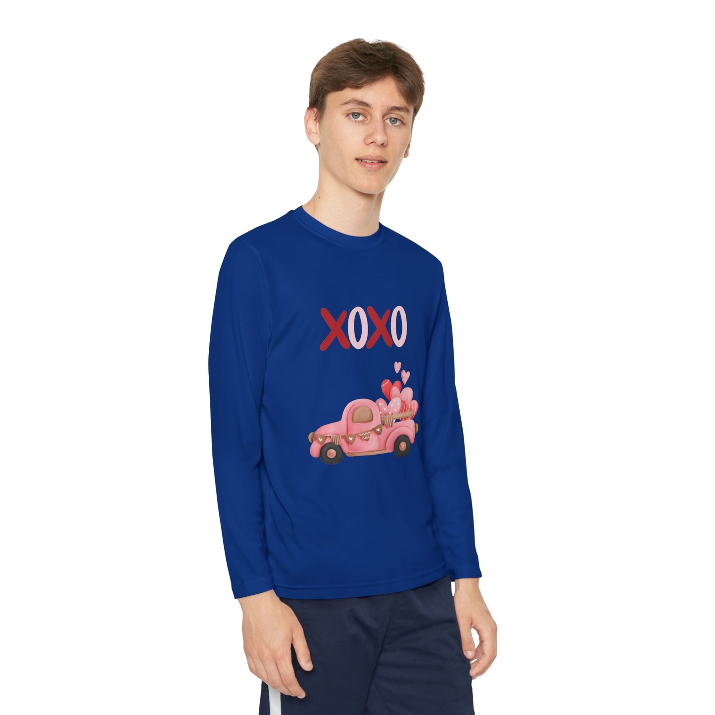 Youth Long Sleeve Tee — Pink Valentine Truck "XOXO" Design