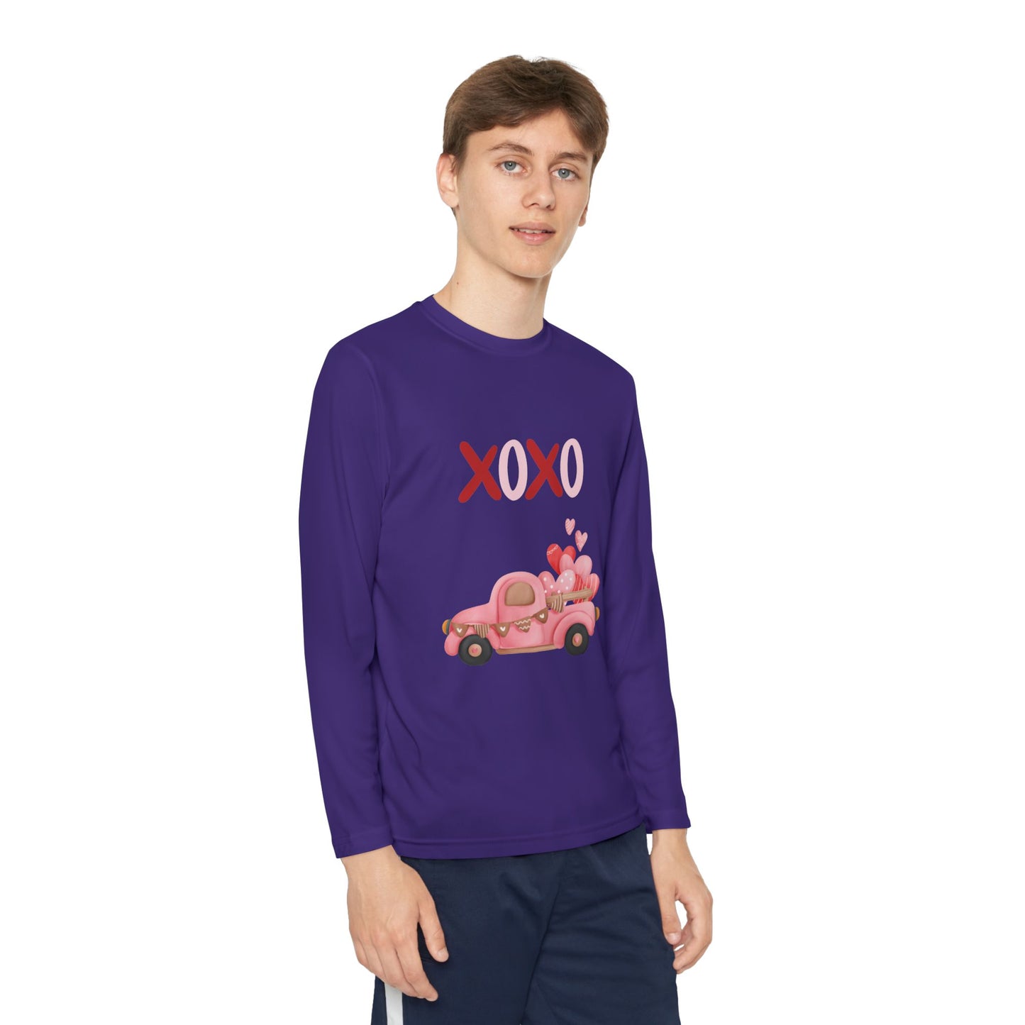 Youth Long Sleeve Tee — Pink Valentine Truck "XOXO" Design