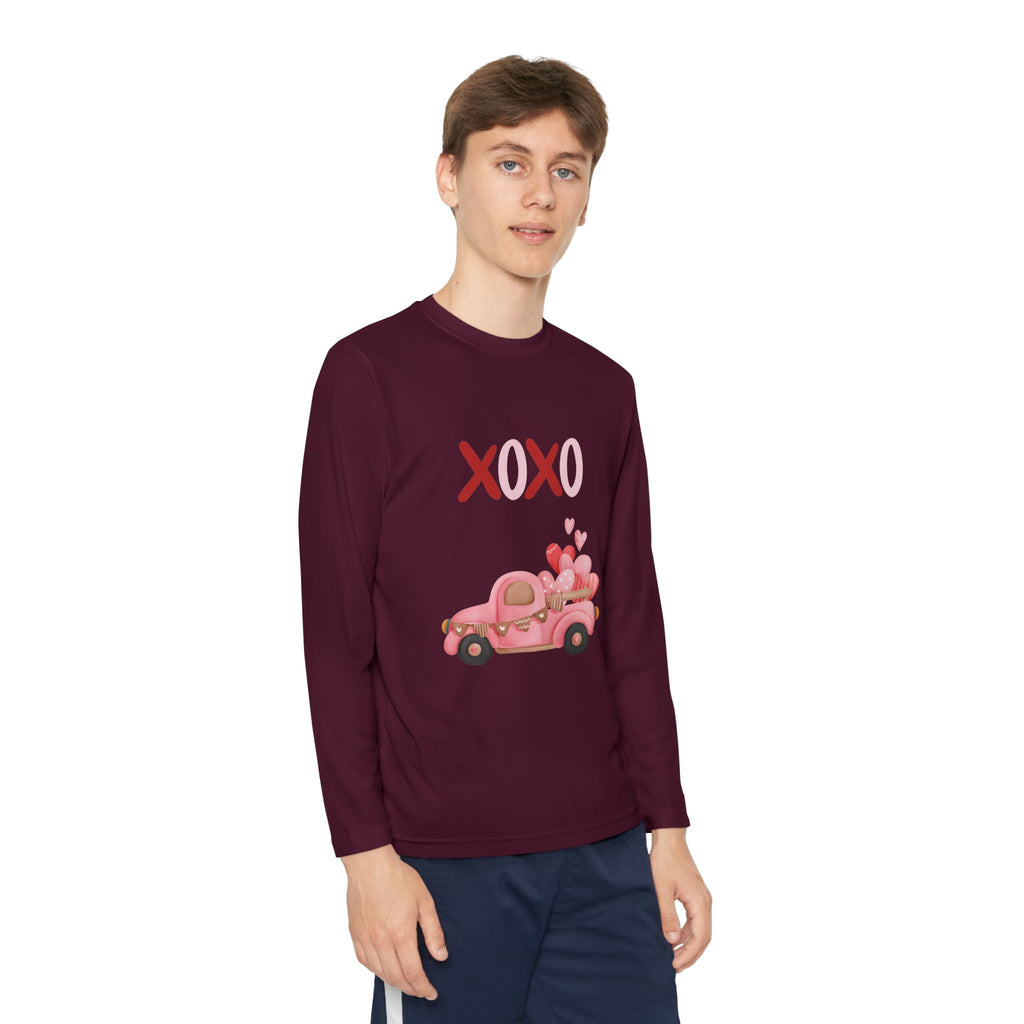 Youth Long Sleeve Tee — Pink Valentine Truck "XOXO" Design