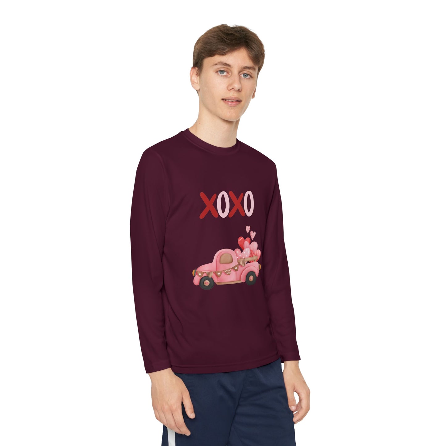 Youth Long Sleeve Tee — Pink Valentine Truck "XOXO" Design