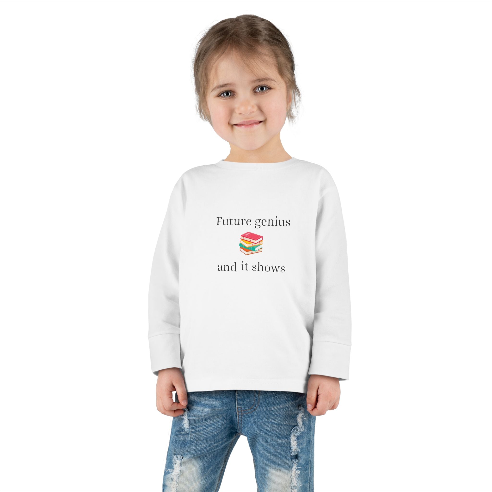 Toddler Long Sleeve Tee — "Future Reader" Rainbow Book Graphic