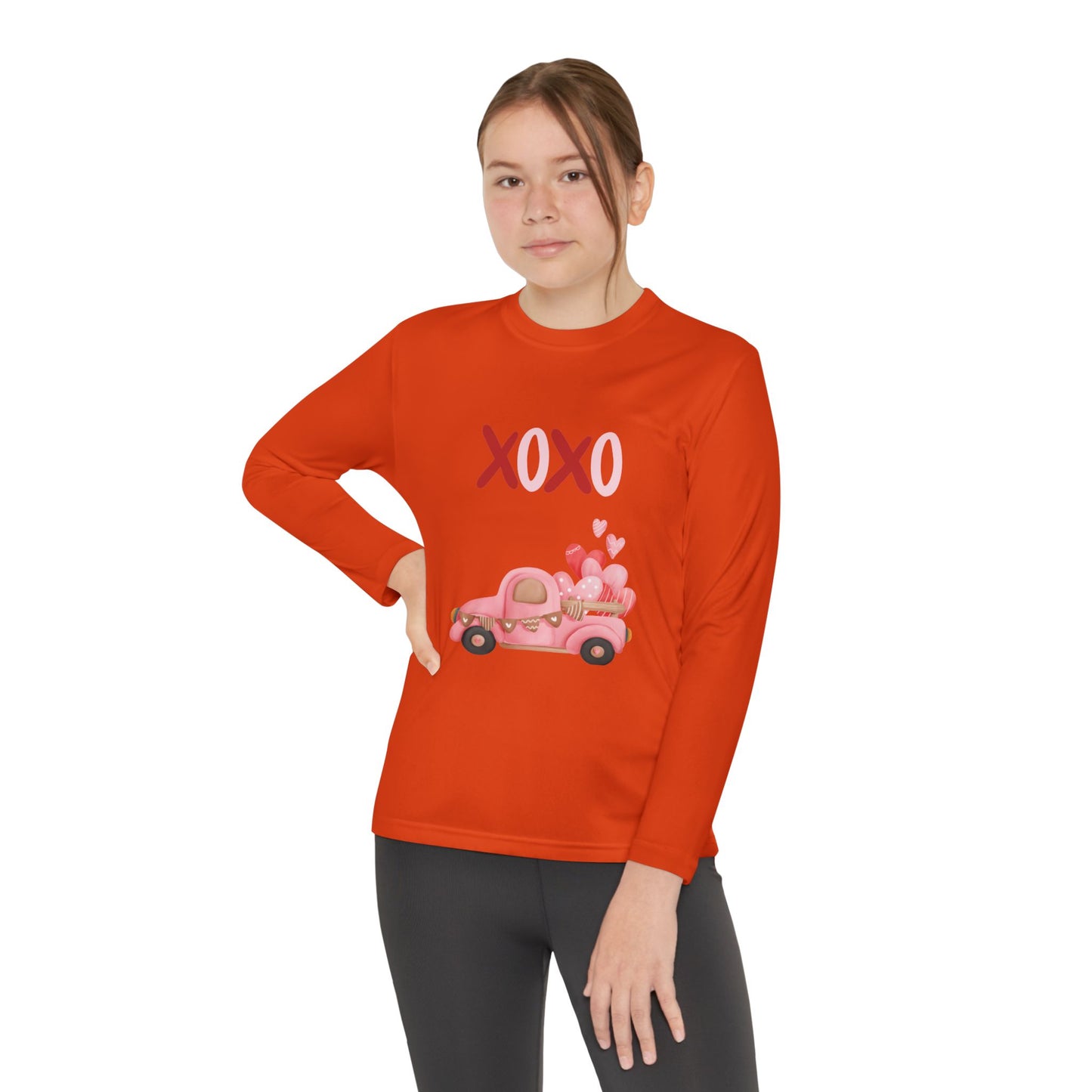 Youth Long Sleeve Tee — Pink Valentine Truck "XOXO" Design