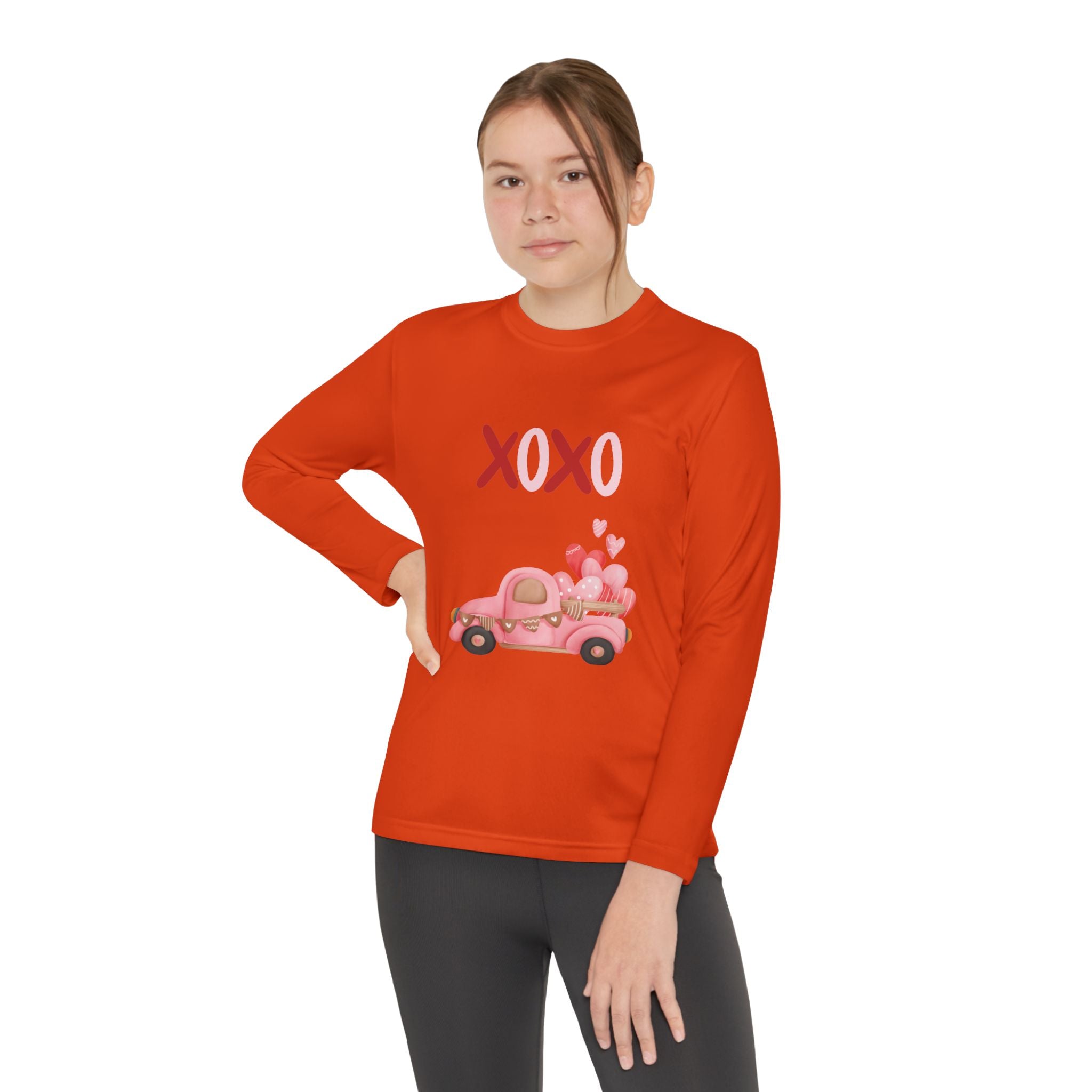 Youth Long Sleeve Tee — Pink Valentine Truck "XOXO" Design