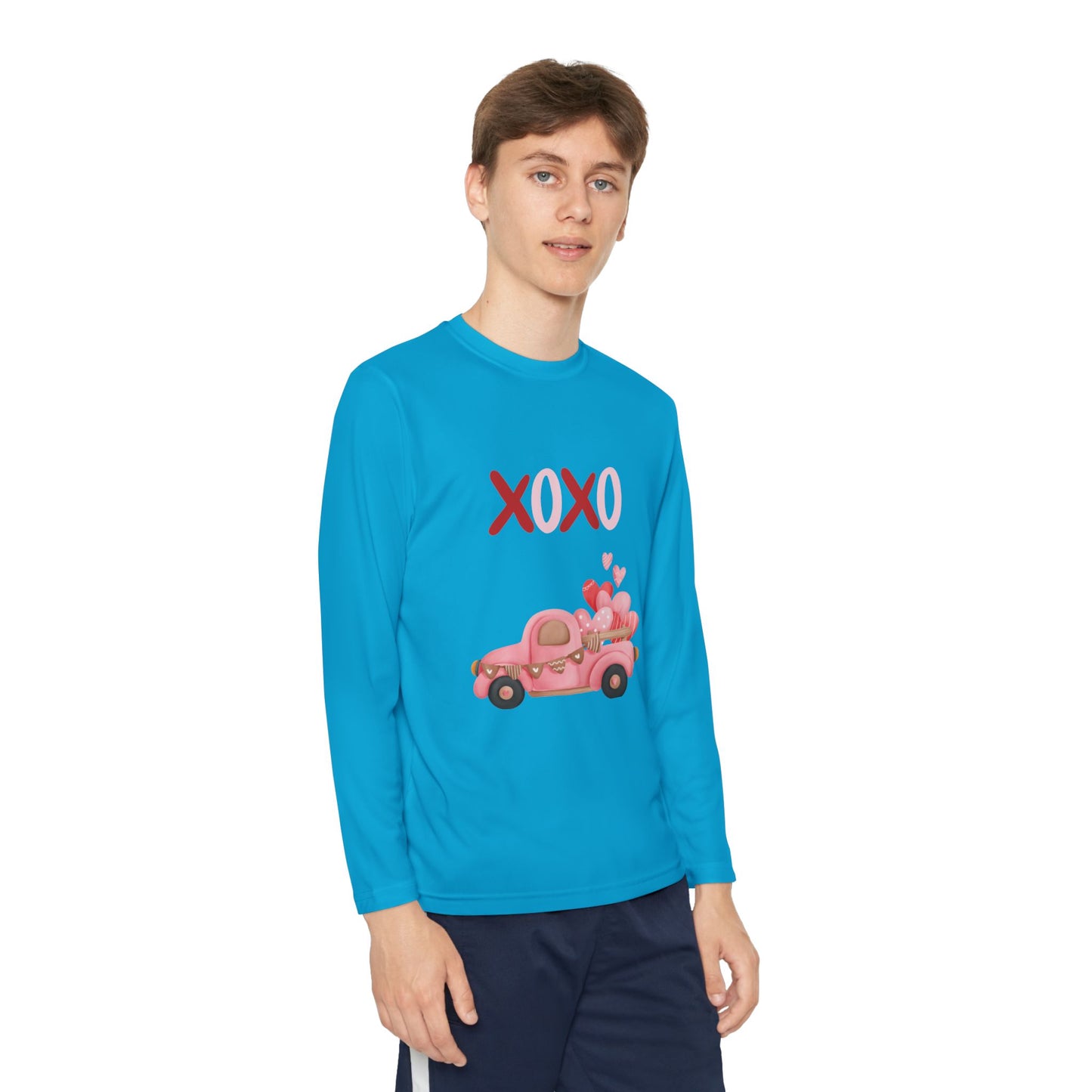 Youth Long Sleeve Tee — Pink Valentine Truck "XOXO" Design