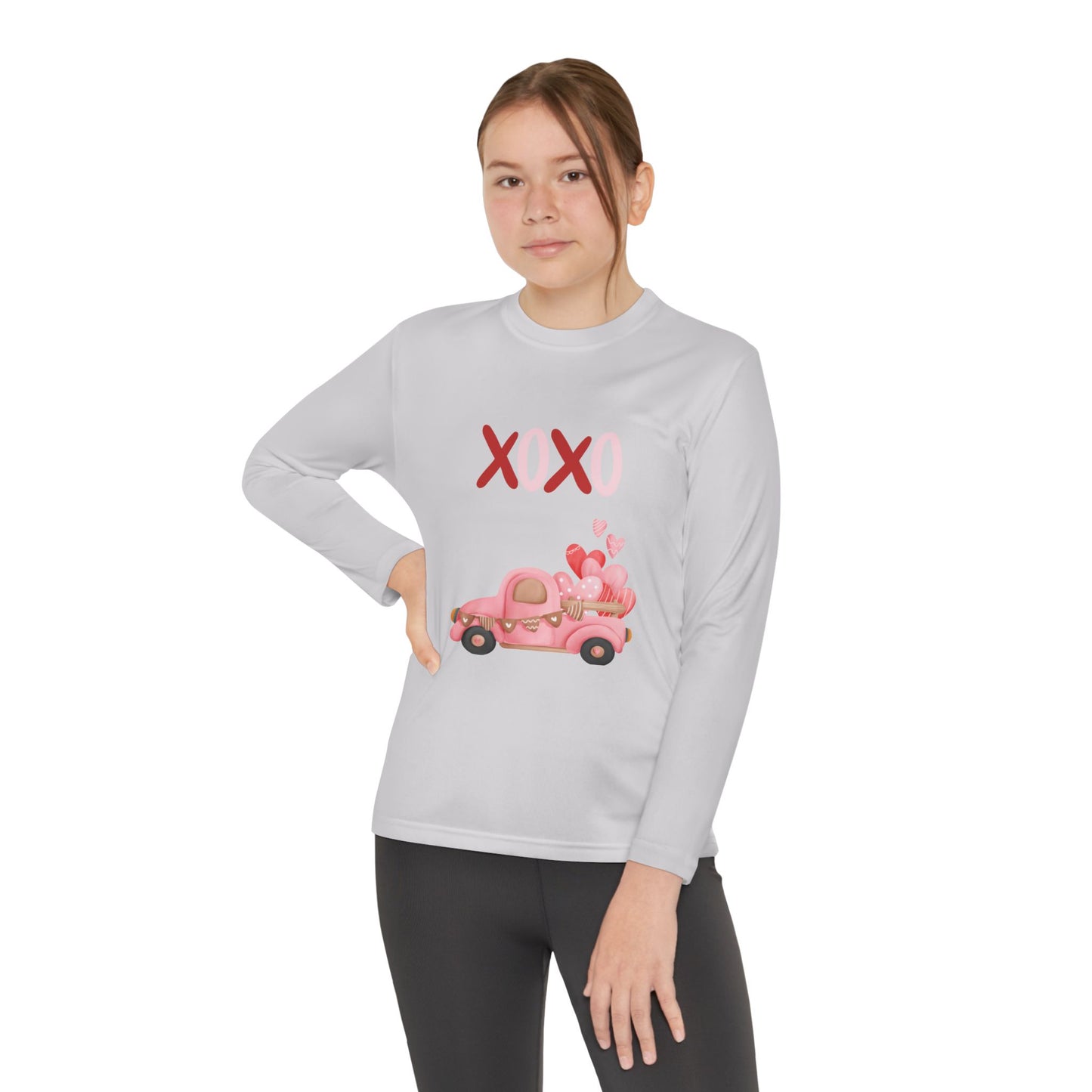 Youth Long Sleeve Tee — Pink Valentine Truck "XOXO" Design