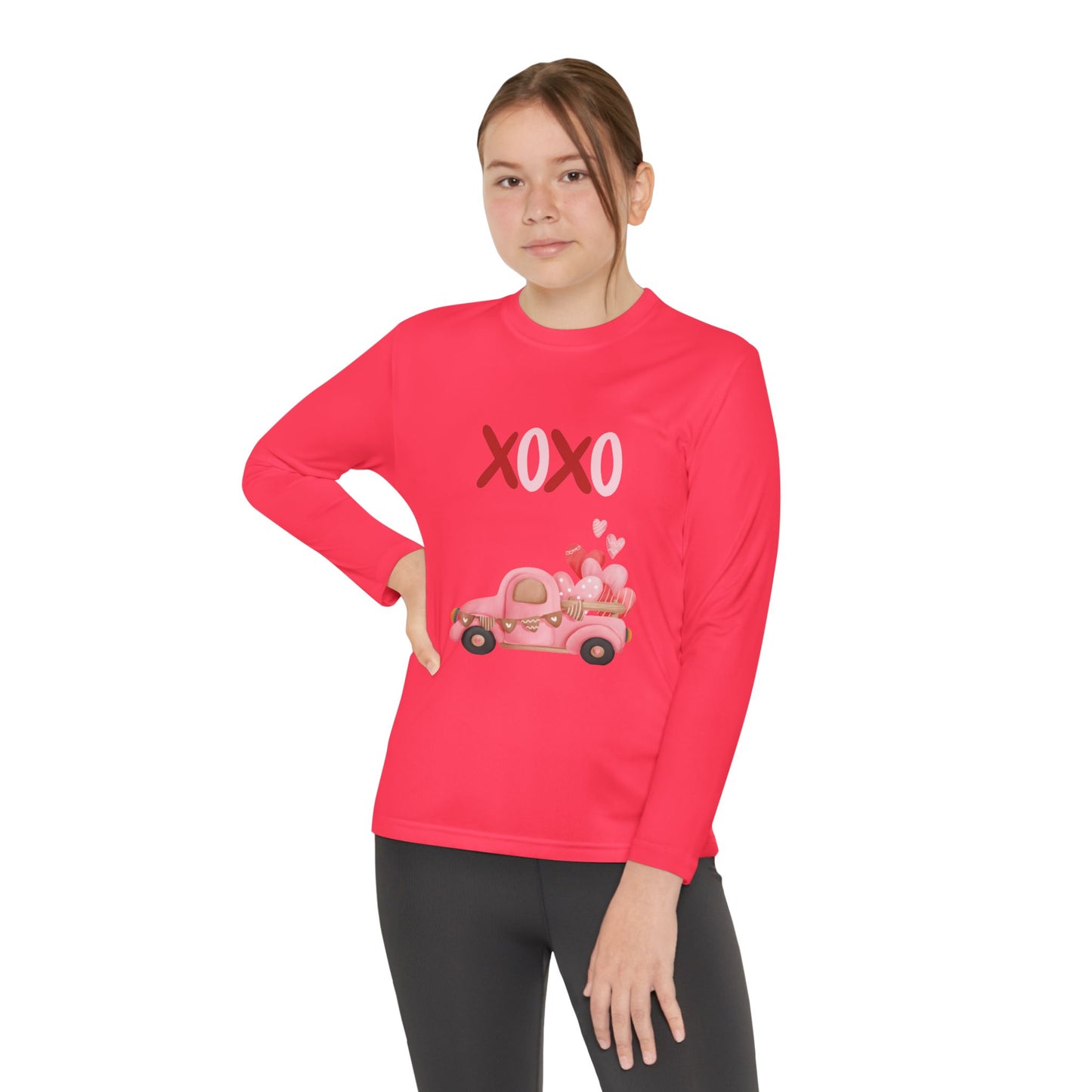 Youth Long Sleeve Tee — Pink Valentine Truck "XOXO" Design