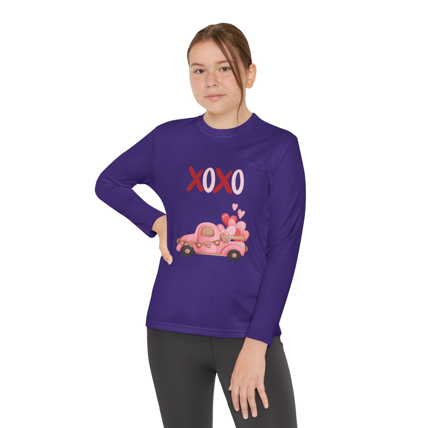 Youth Long Sleeve Tee — Pink Valentine Truck "XOXO" Design