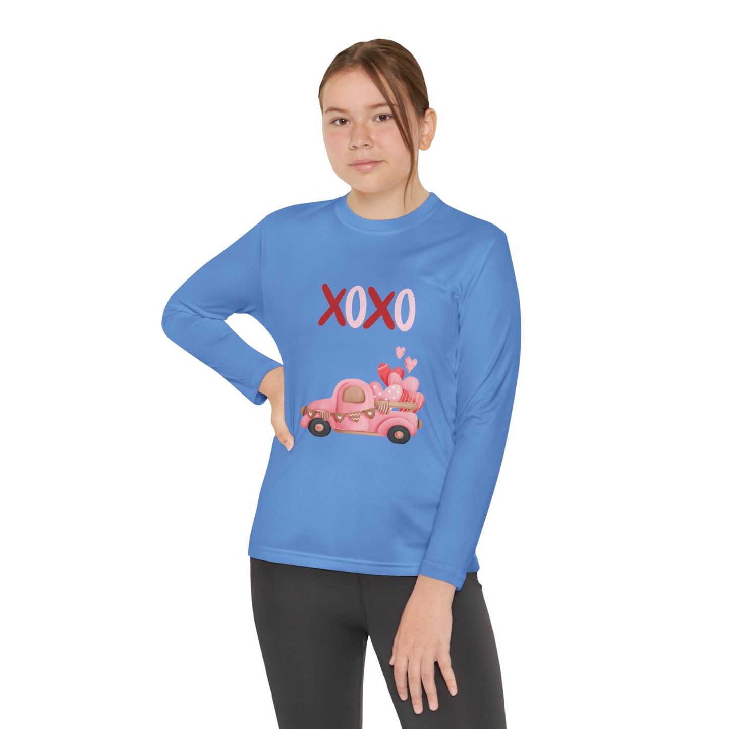Youth Long Sleeve Tee — Pink Valentine Truck "XOXO" Design
