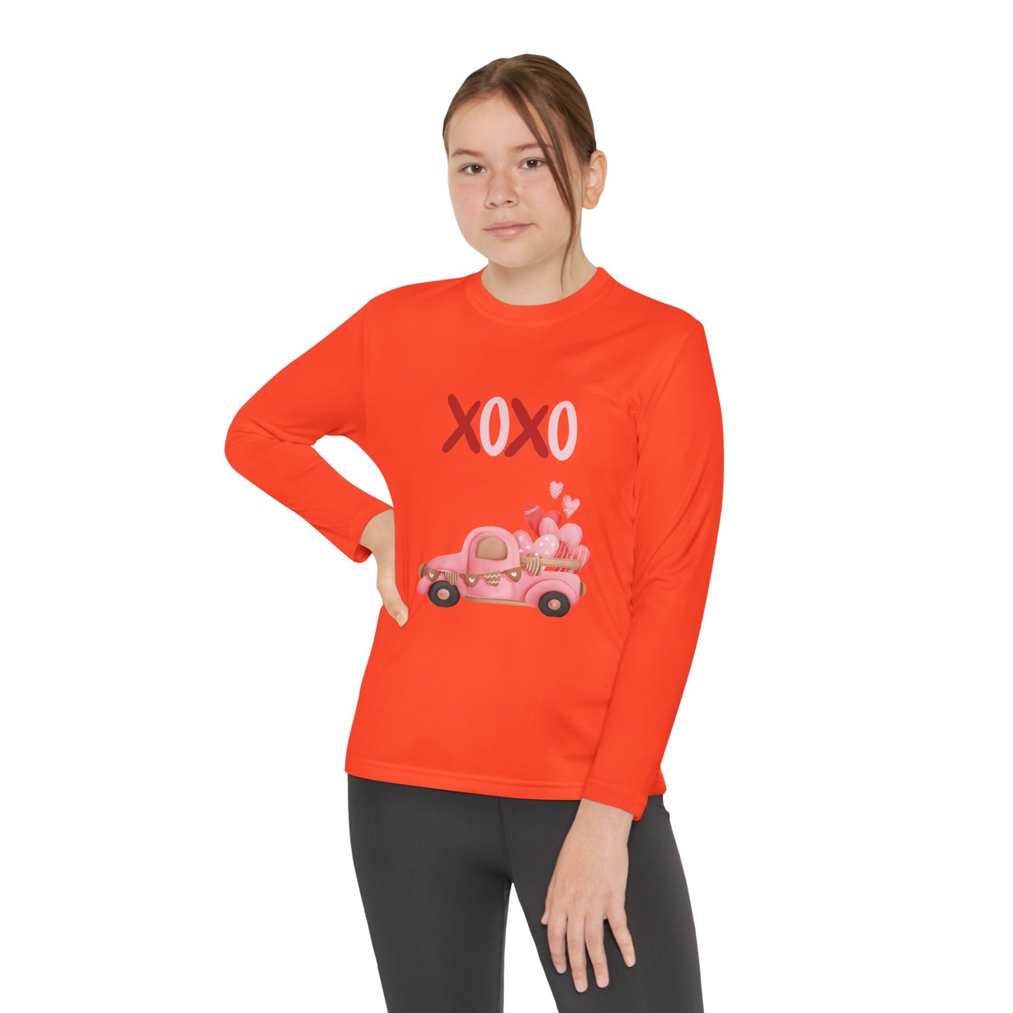 Youth Long Sleeve Tee — Pink Valentine Truck "XOXO" Design