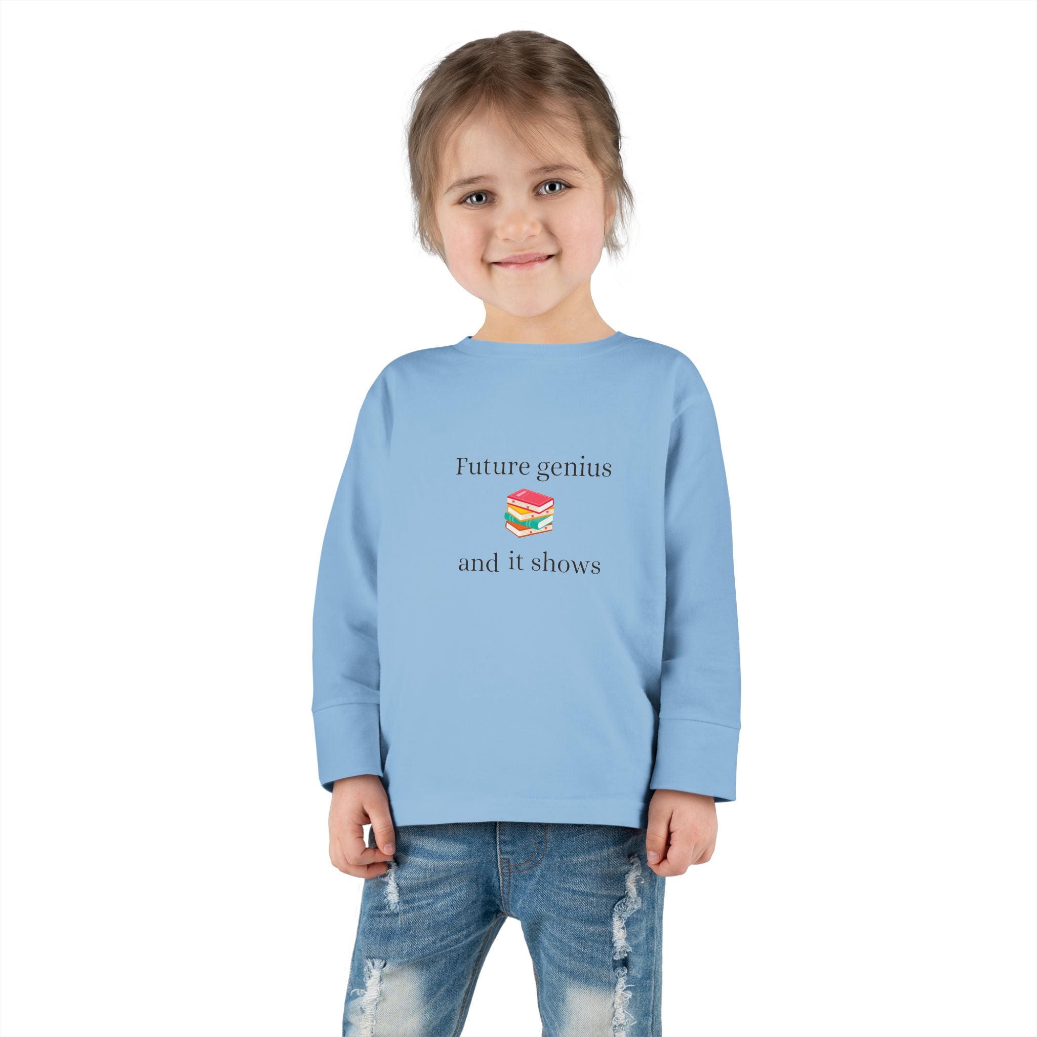 Toddler Long Sleeve Tee — "Future Reader" Rainbow Book Graphic