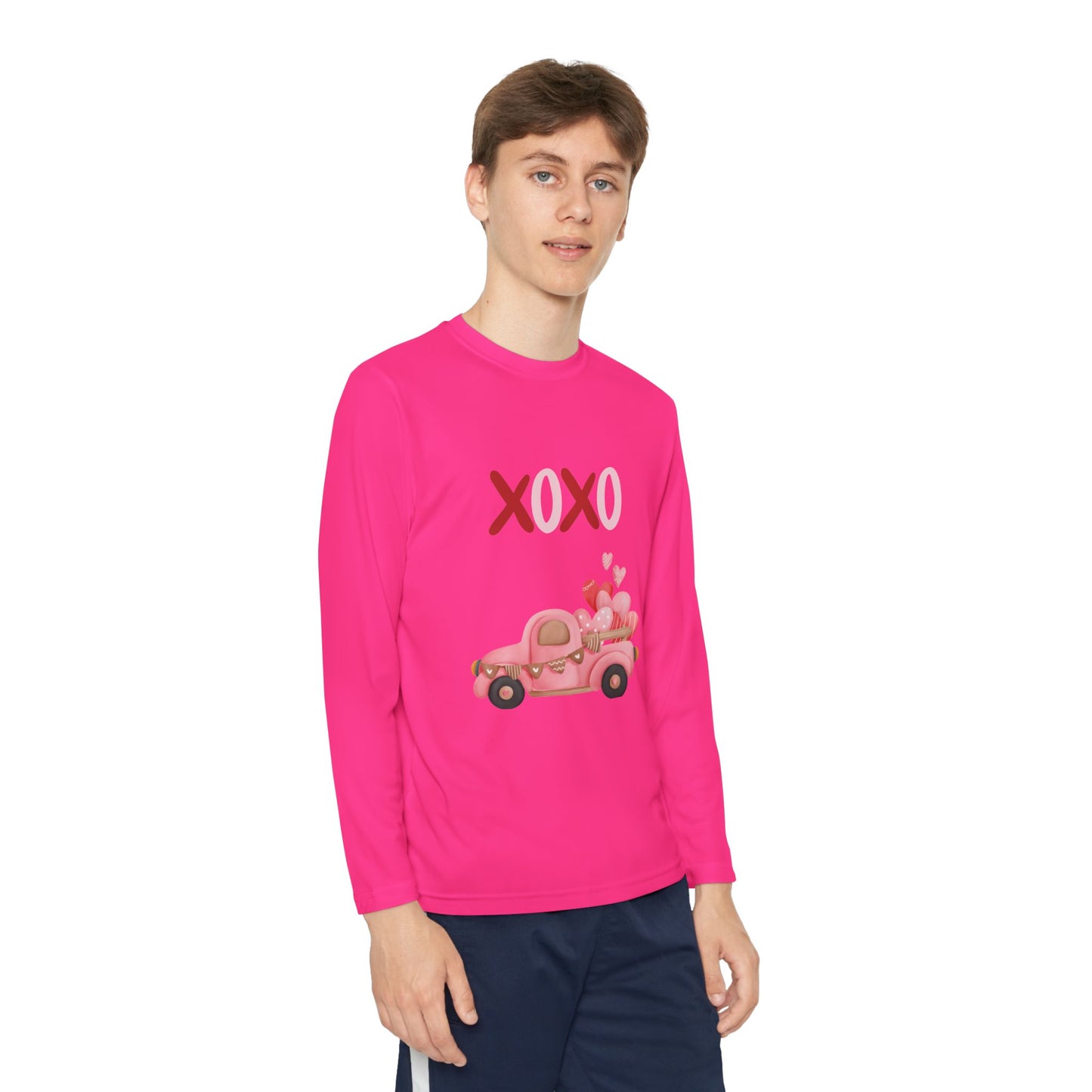 Youth Long Sleeve Tee — Pink Valentine Truck "XOXO" Design