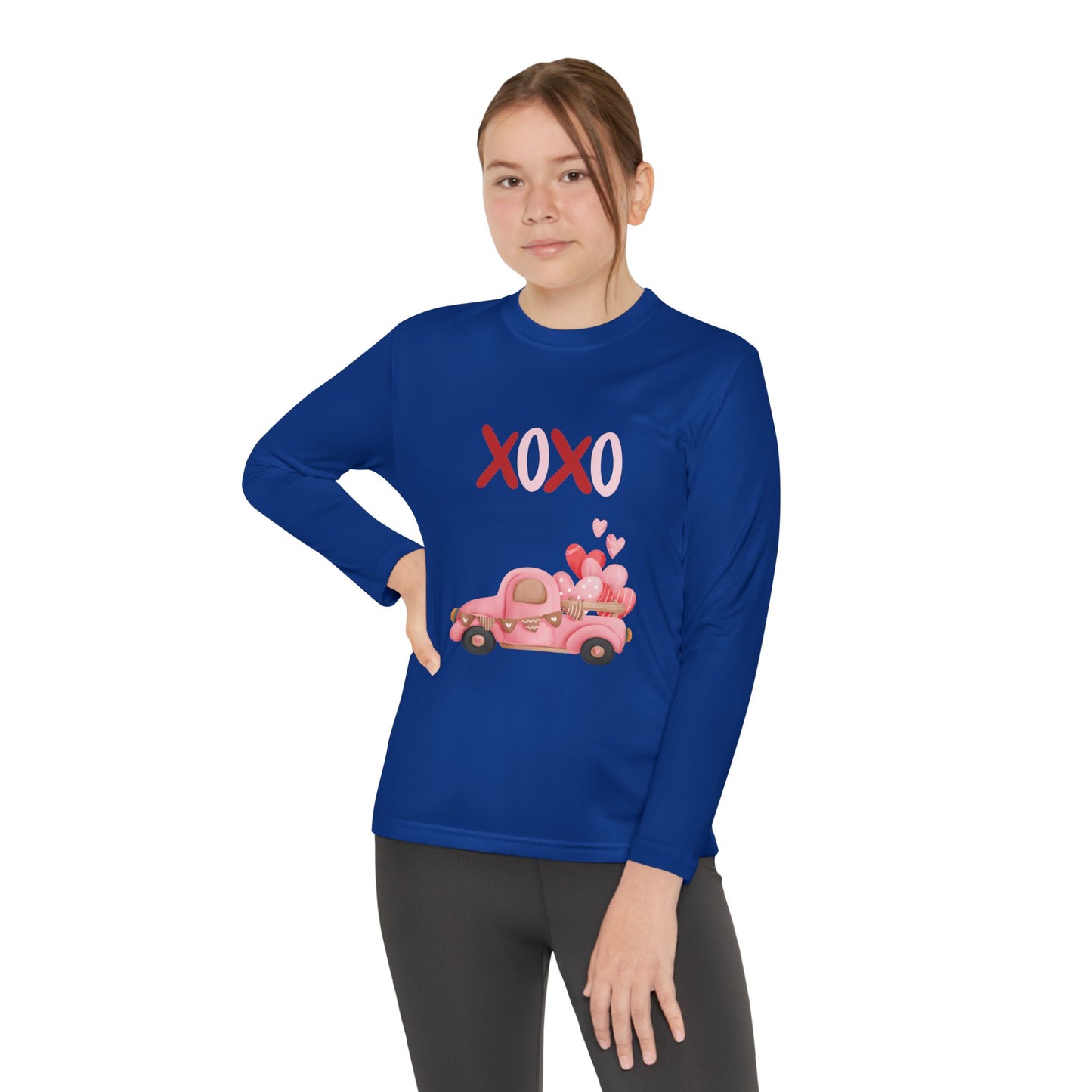 Youth Long Sleeve Tee — Pink Valentine Truck "XOXO" Design