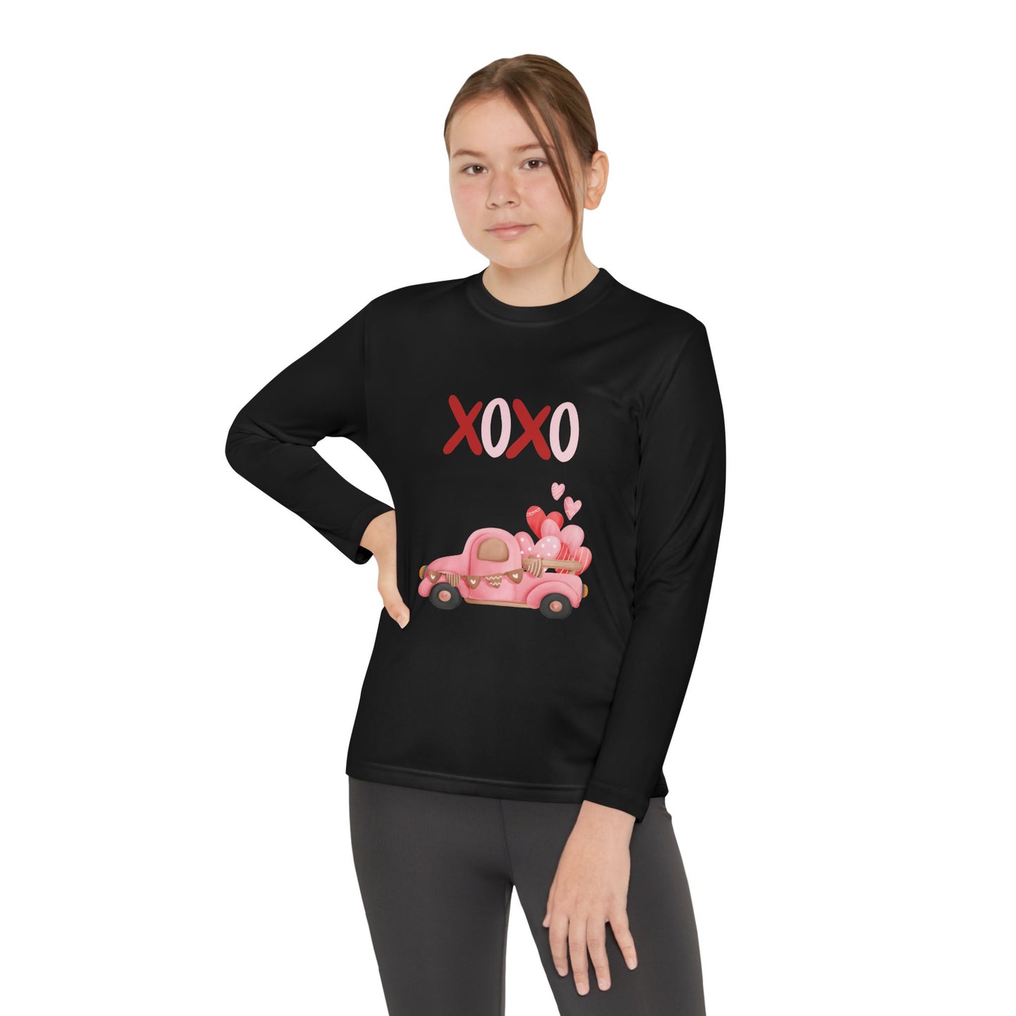Youth Long Sleeve Tee — Pink Valentine Truck "XOXO" Design