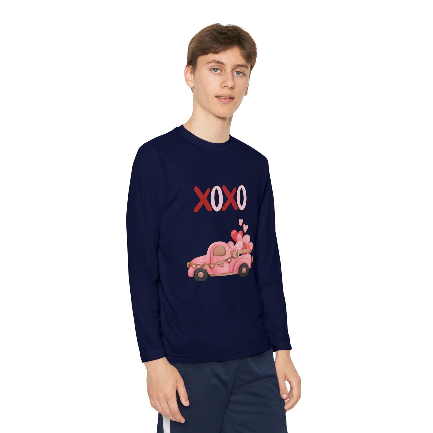 Youth Long Sleeve Tee — Pink Valentine Truck "XOXO" Design