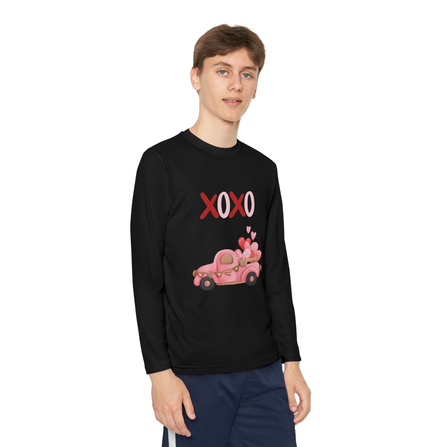 Youth Long Sleeve Tee — Pink Valentine Truck "XOXO" Design