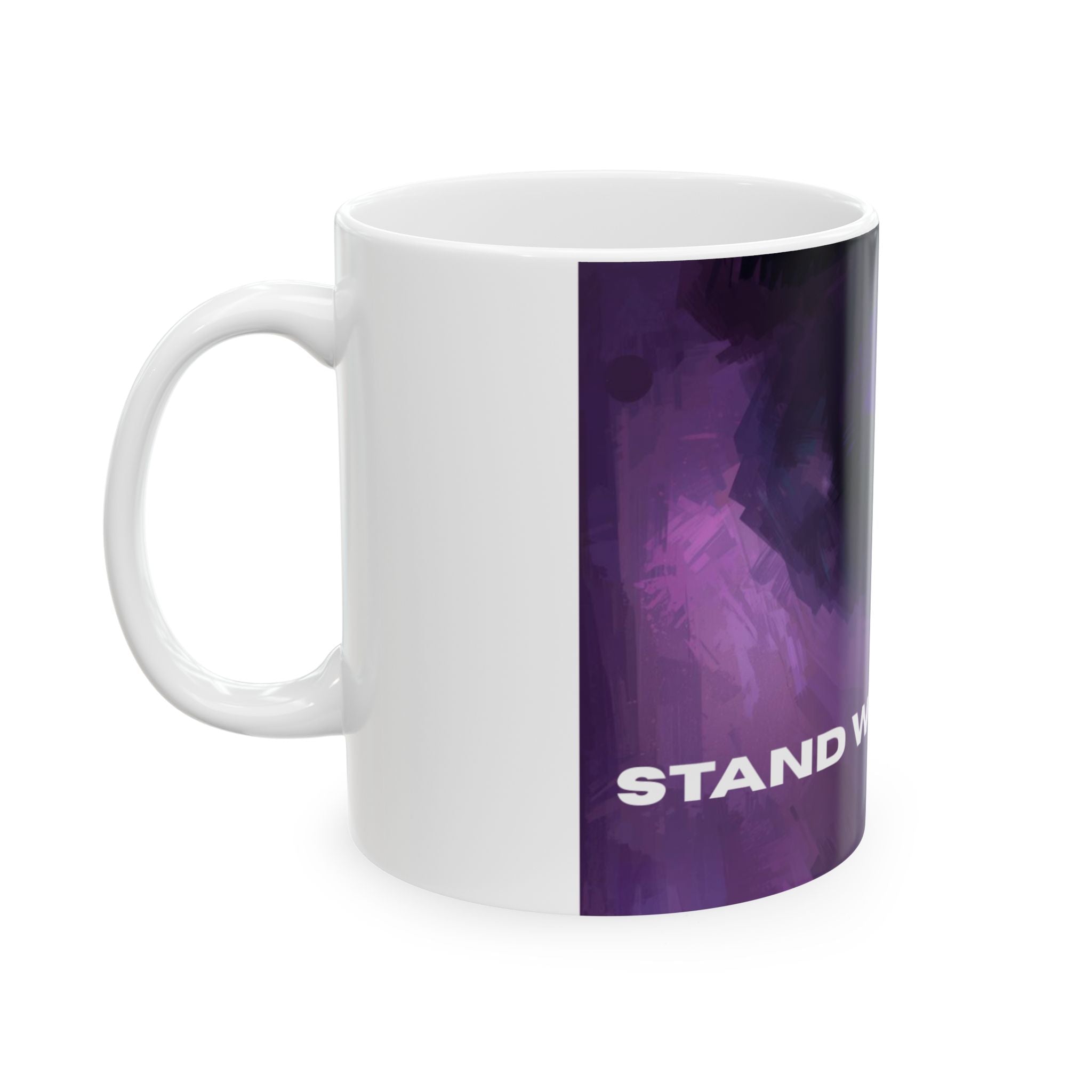 Purple Crying Eye Ceramic Mug — "I Stand With Africa" Inspirational Coffee Cup
