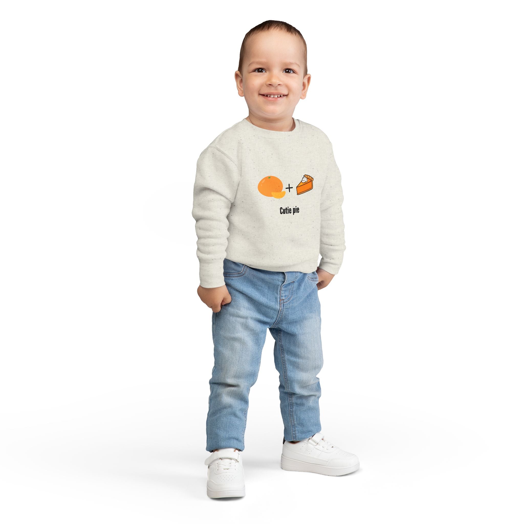 Cutie Pie Toddler Sweatshirt — Orange + Pie Cute Graphic Pullover