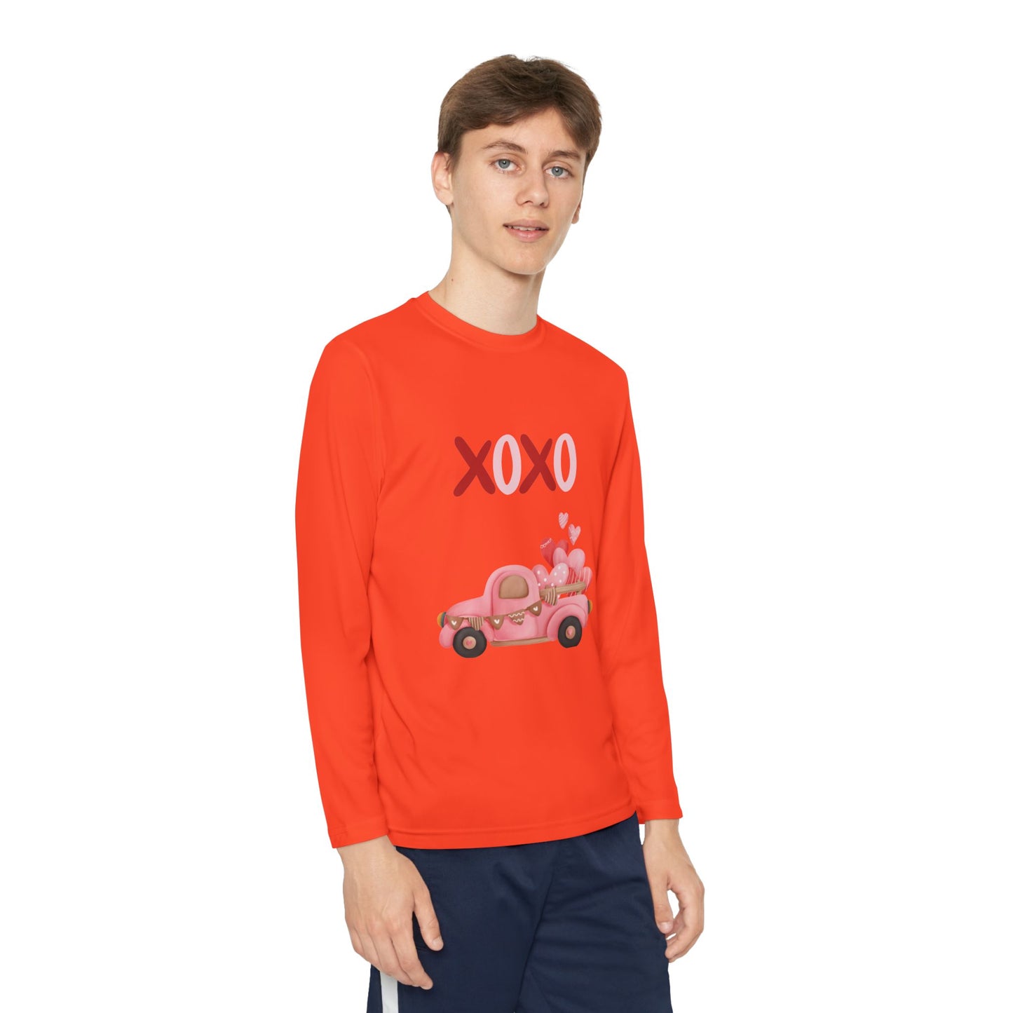 Youth Long Sleeve Tee — Pink Valentine Truck "XOXO" Design
