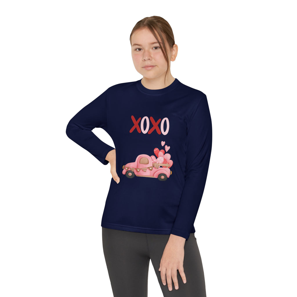 Youth Long Sleeve Tee — Pink Valentine Truck "XOXO" Design