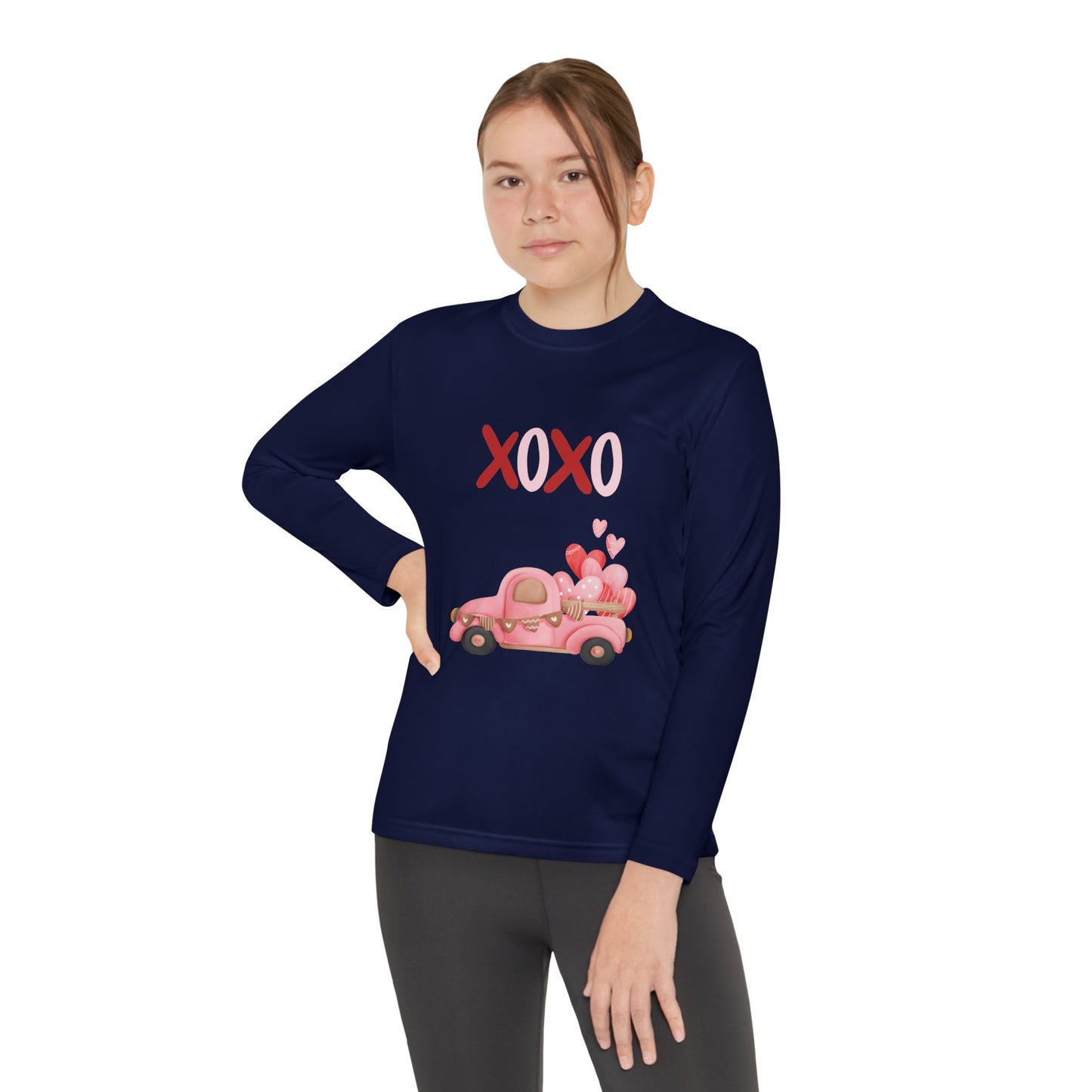Youth Long Sleeve Tee — Pink Valentine Truck "XOXO" Design