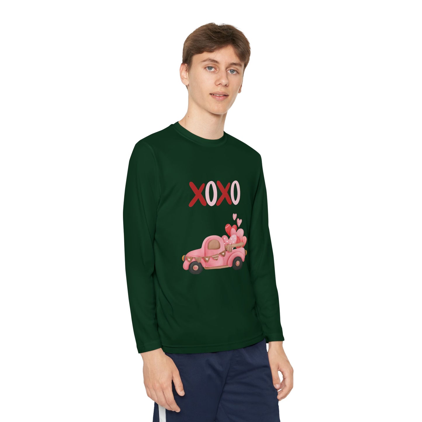 Youth Long Sleeve Tee — Pink Valentine Truck "XOXO" Design