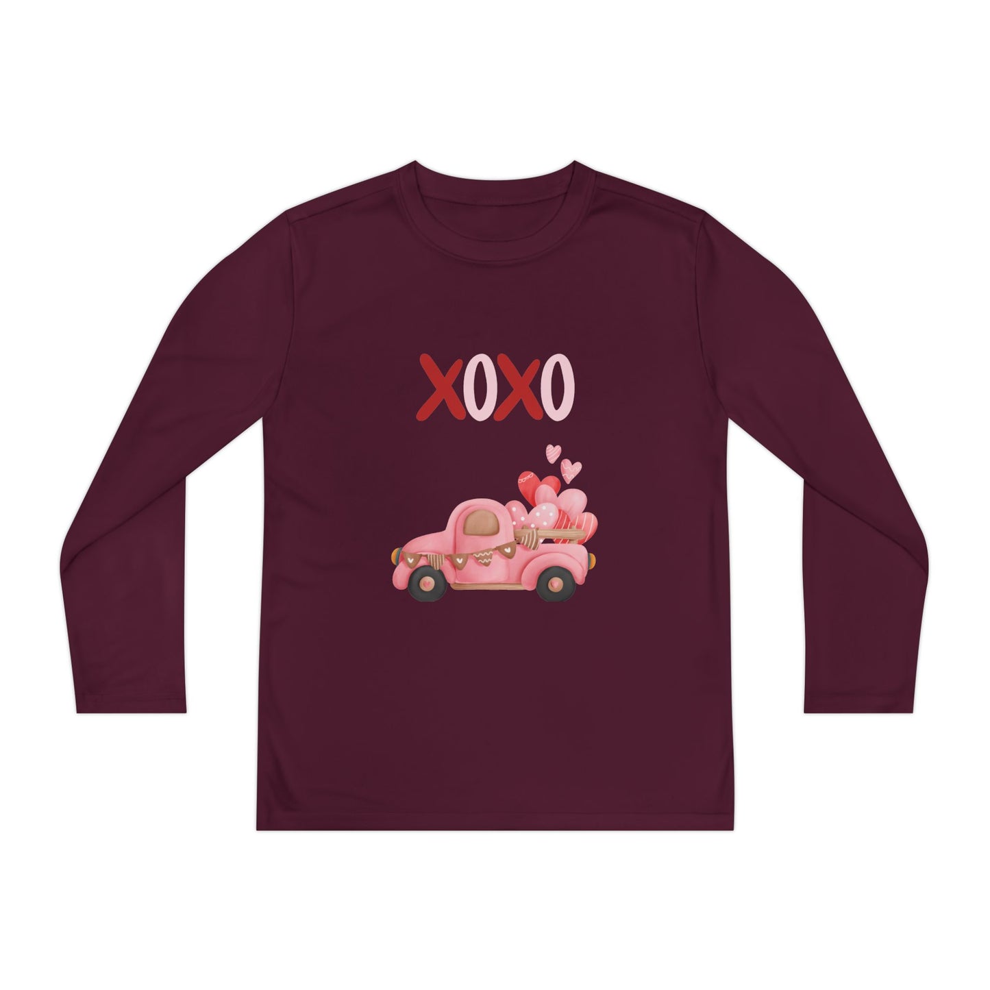 Youth Long Sleeve Tee — Pink Valentine Truck "XOXO" Design