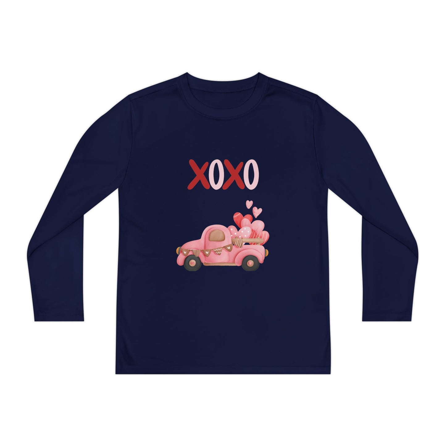 Youth Long Sleeve Tee — Pink Valentine Truck "XOXO" Design