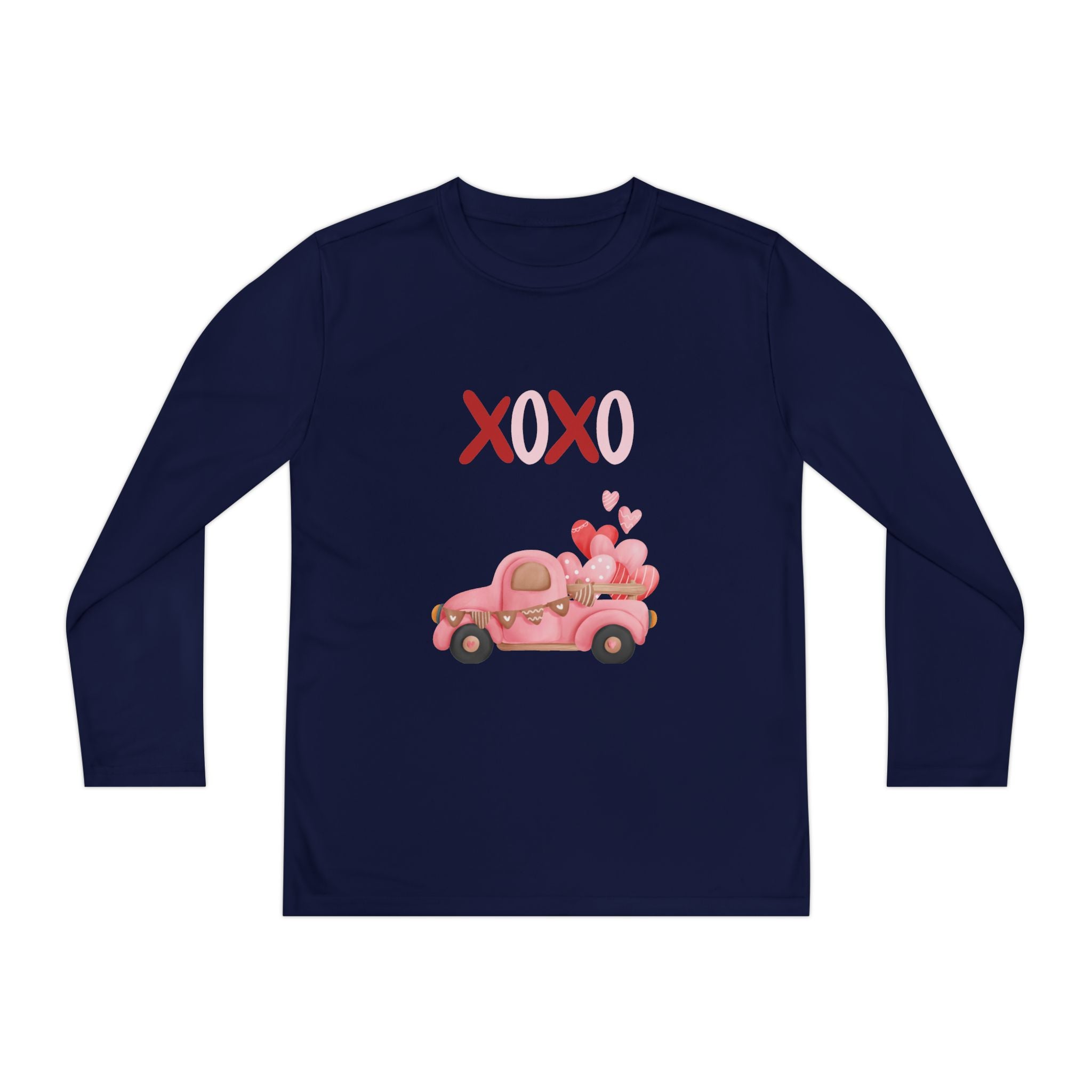Youth Long Sleeve Tee — Pink Valentine Truck "XOXO" Design