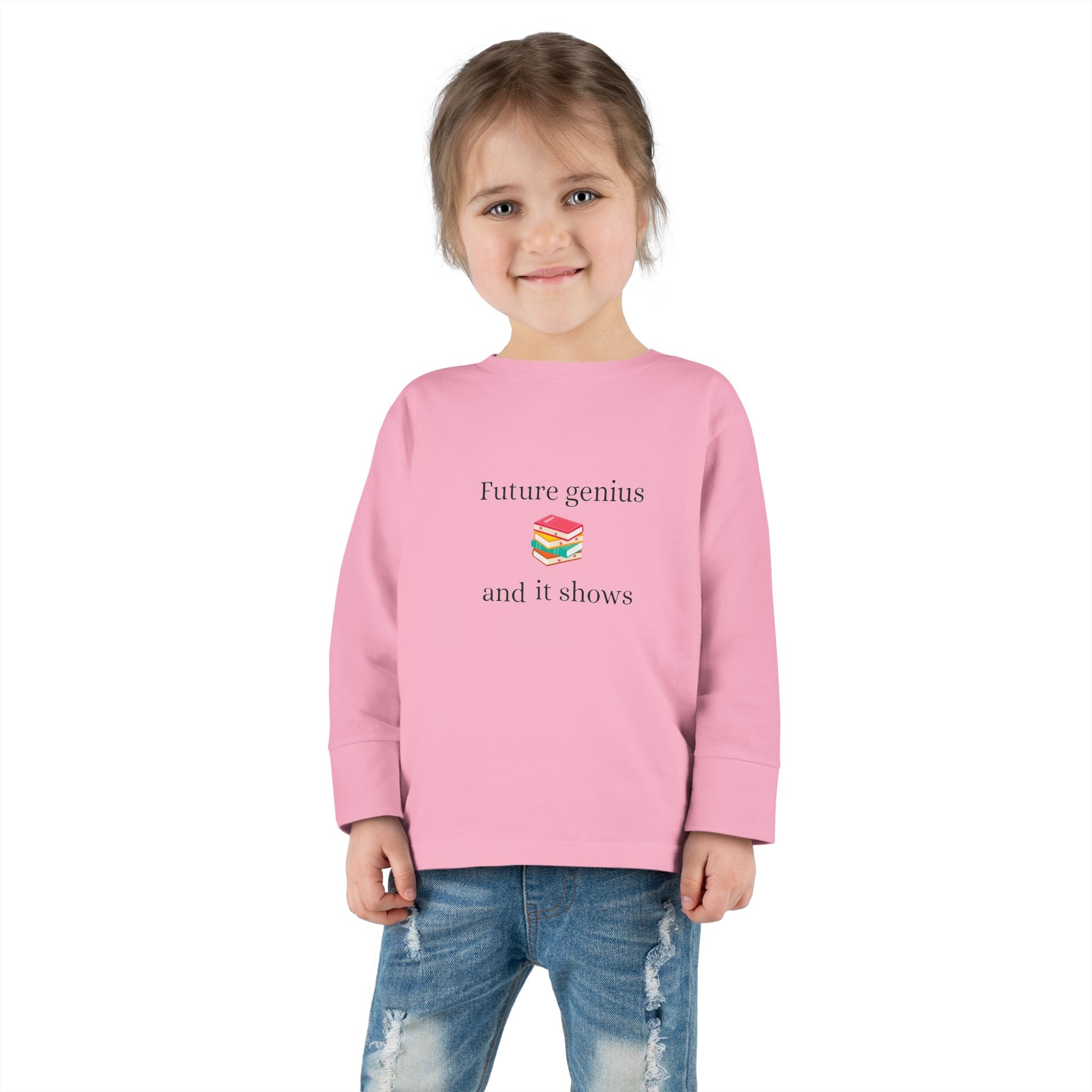 Toddler Long Sleeve Tee — "Future Reader" Rainbow Book Graphic