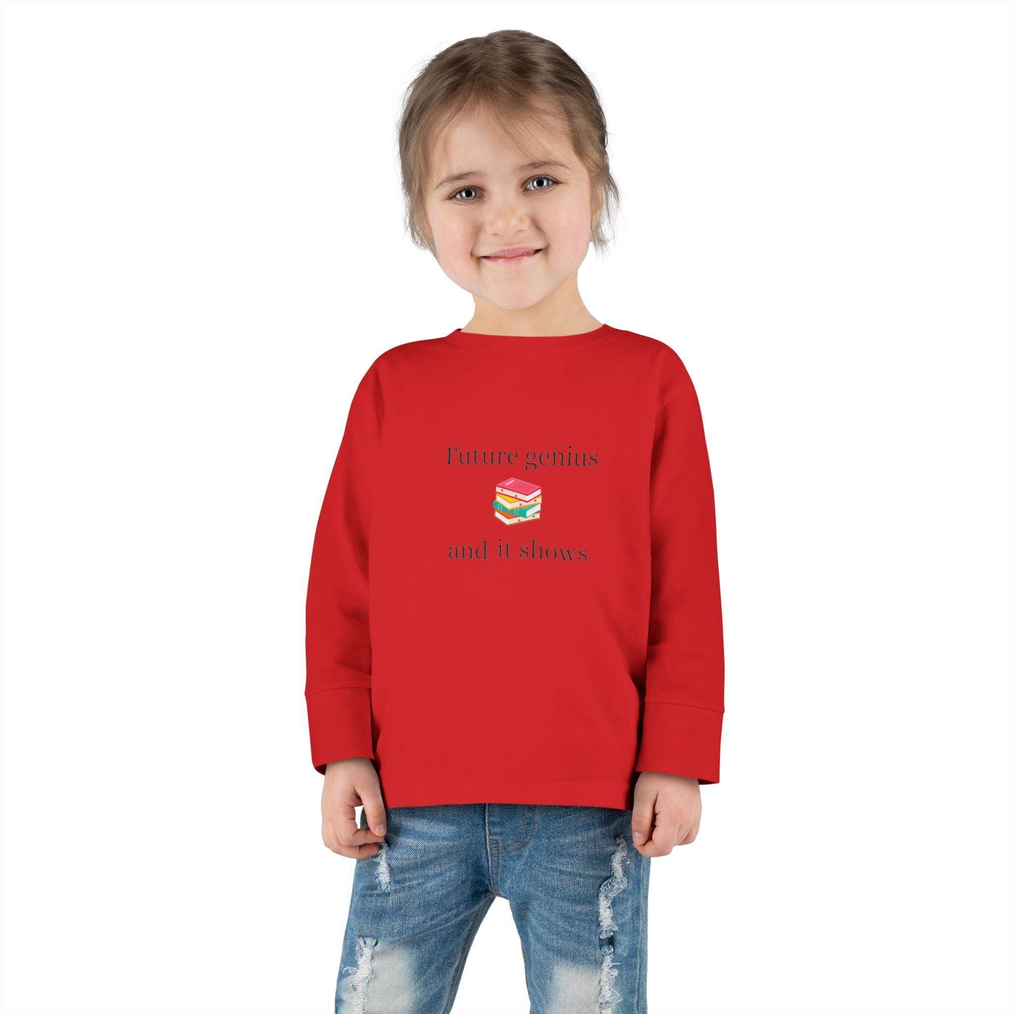 Toddler Long Sleeve Tee — "Future Reader" Rainbow Book Graphic