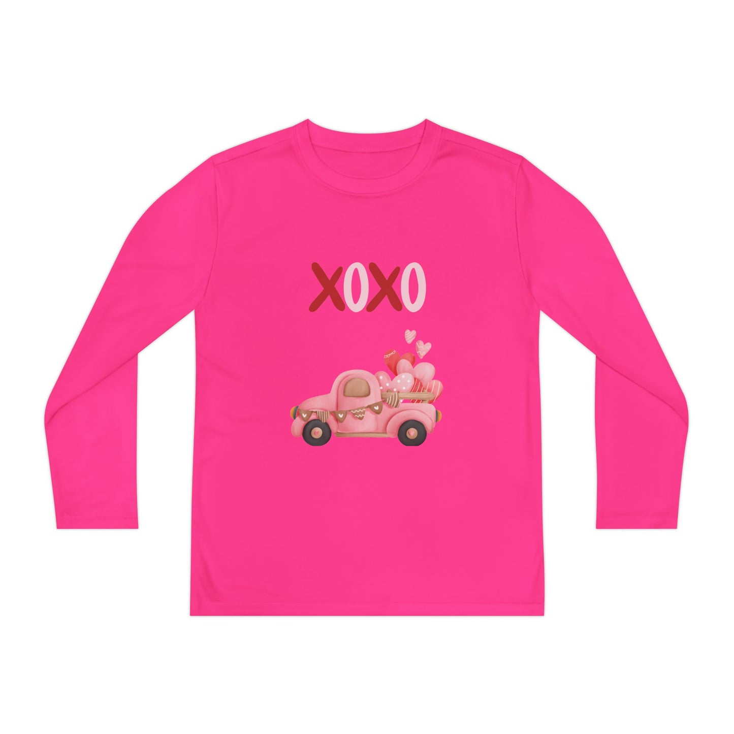 Youth Long Sleeve Tee — Pink Valentine Truck "XOXO" Design