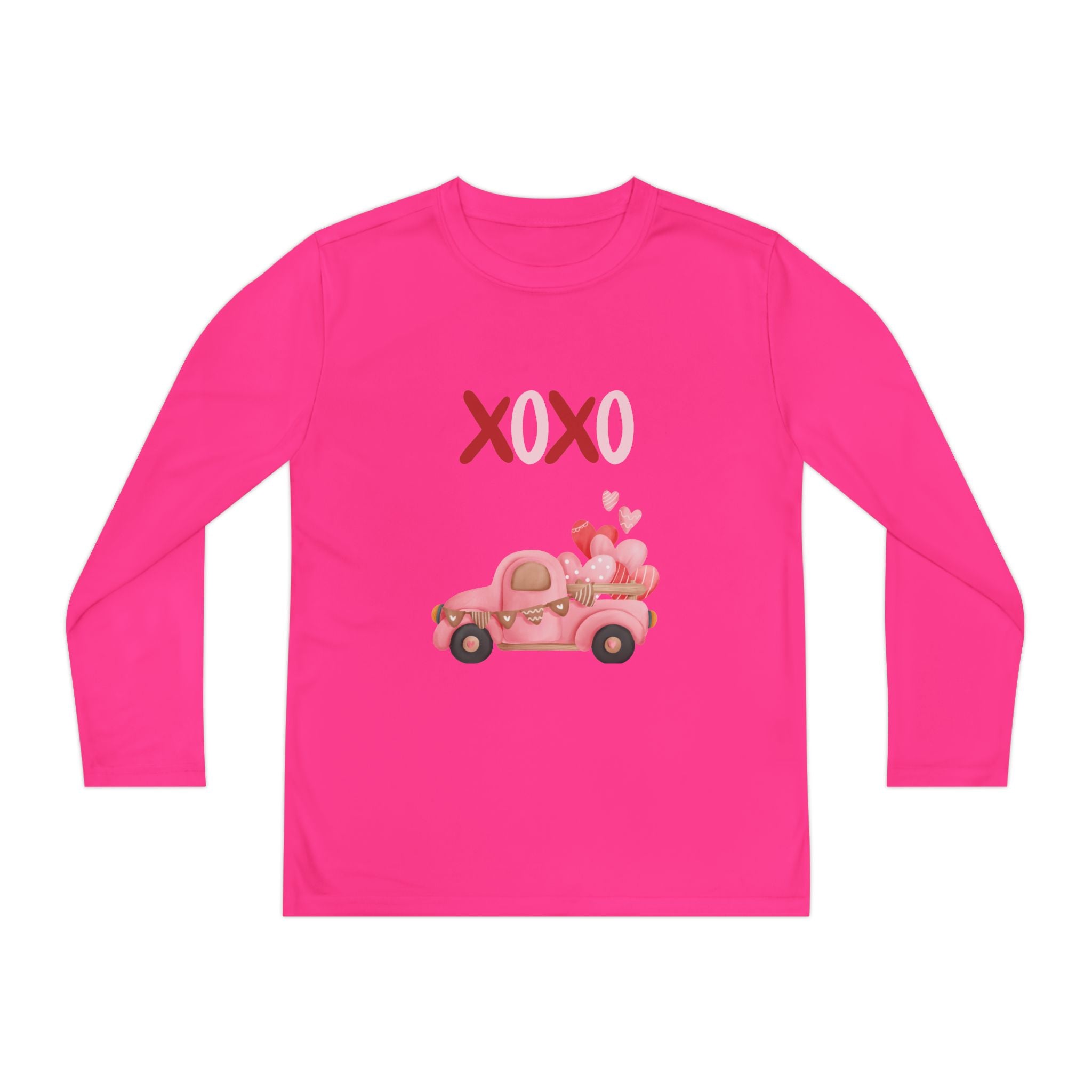 Youth Long Sleeve Tee — Pink Valentine Truck "XOXO" Design