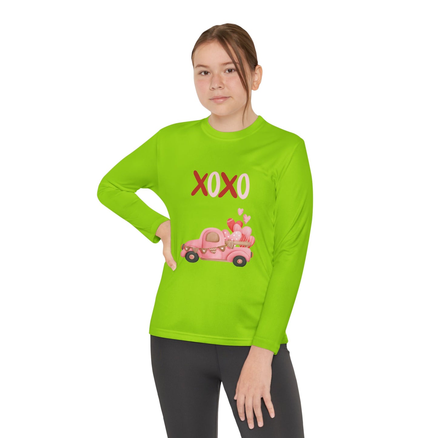 Youth Long Sleeve Tee — Pink Valentine Truck "XOXO" Design