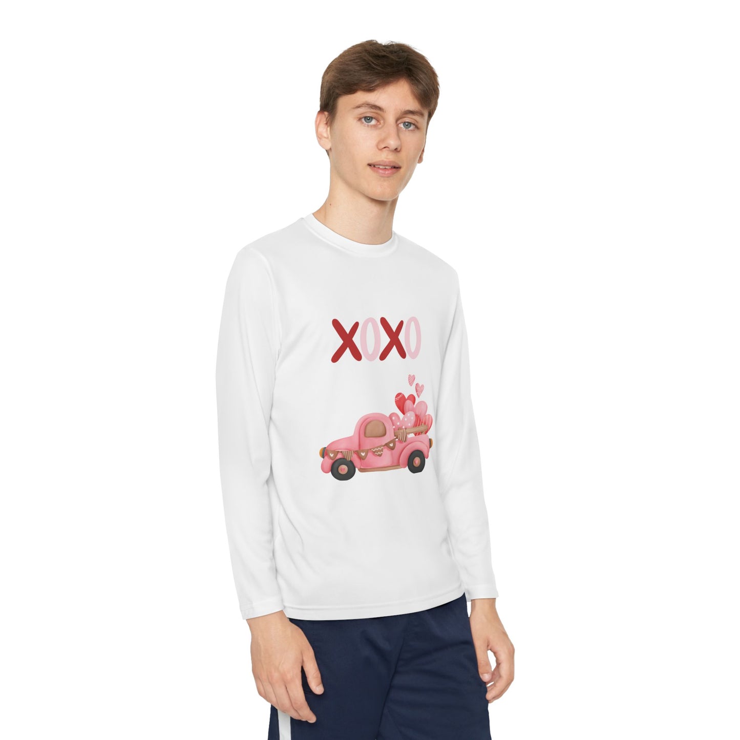 Youth Long Sleeve Tee — Pink Valentine Truck "XOXO" Design