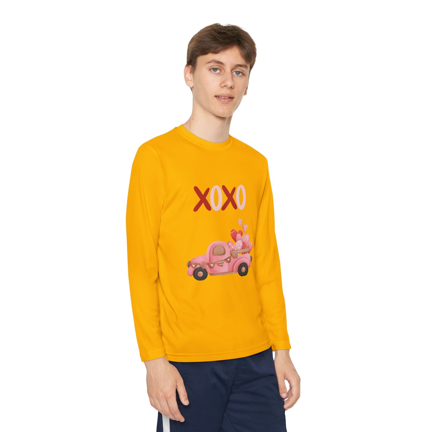 Youth Long Sleeve Tee — Pink Valentine Truck "XOXO" Design