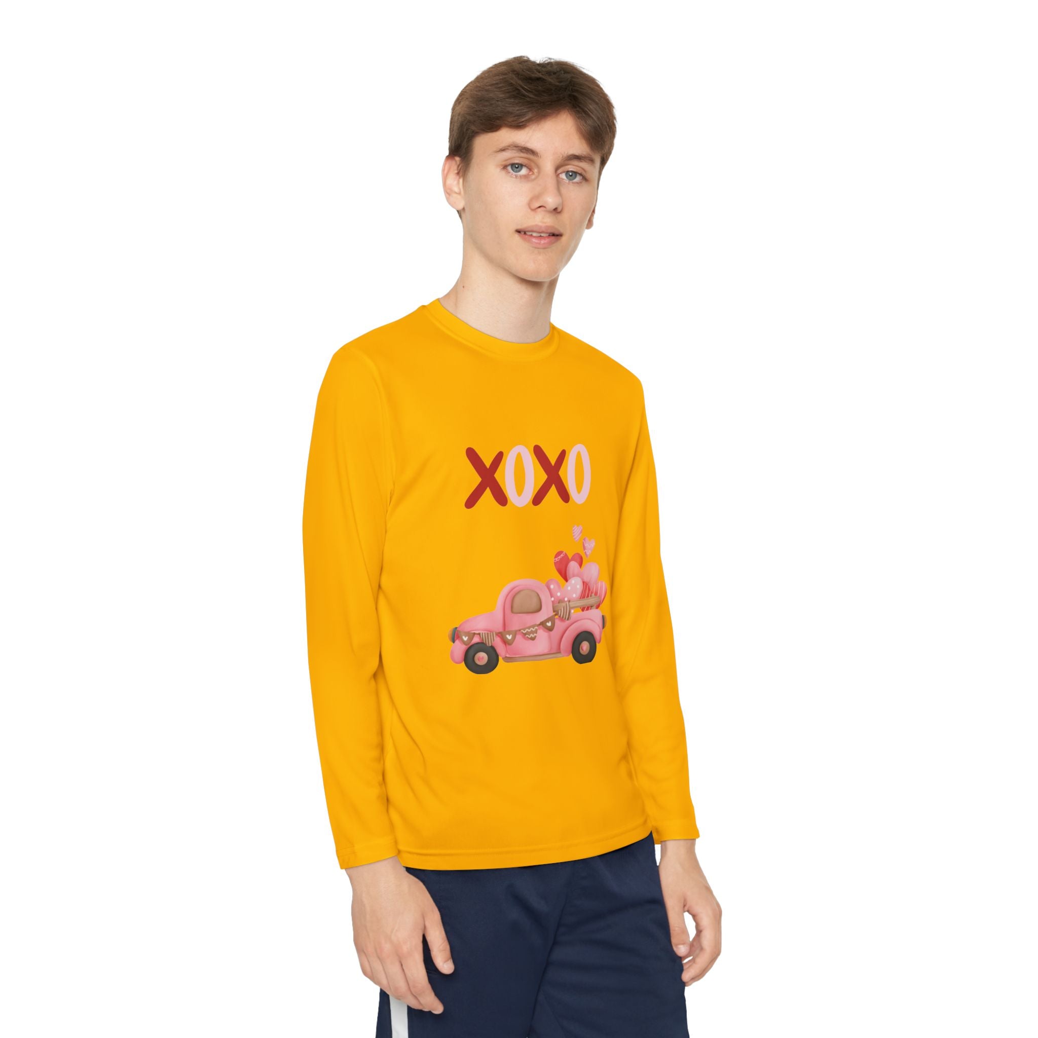 Youth Long Sleeve Tee — Pink Valentine Truck "XOXO" Design