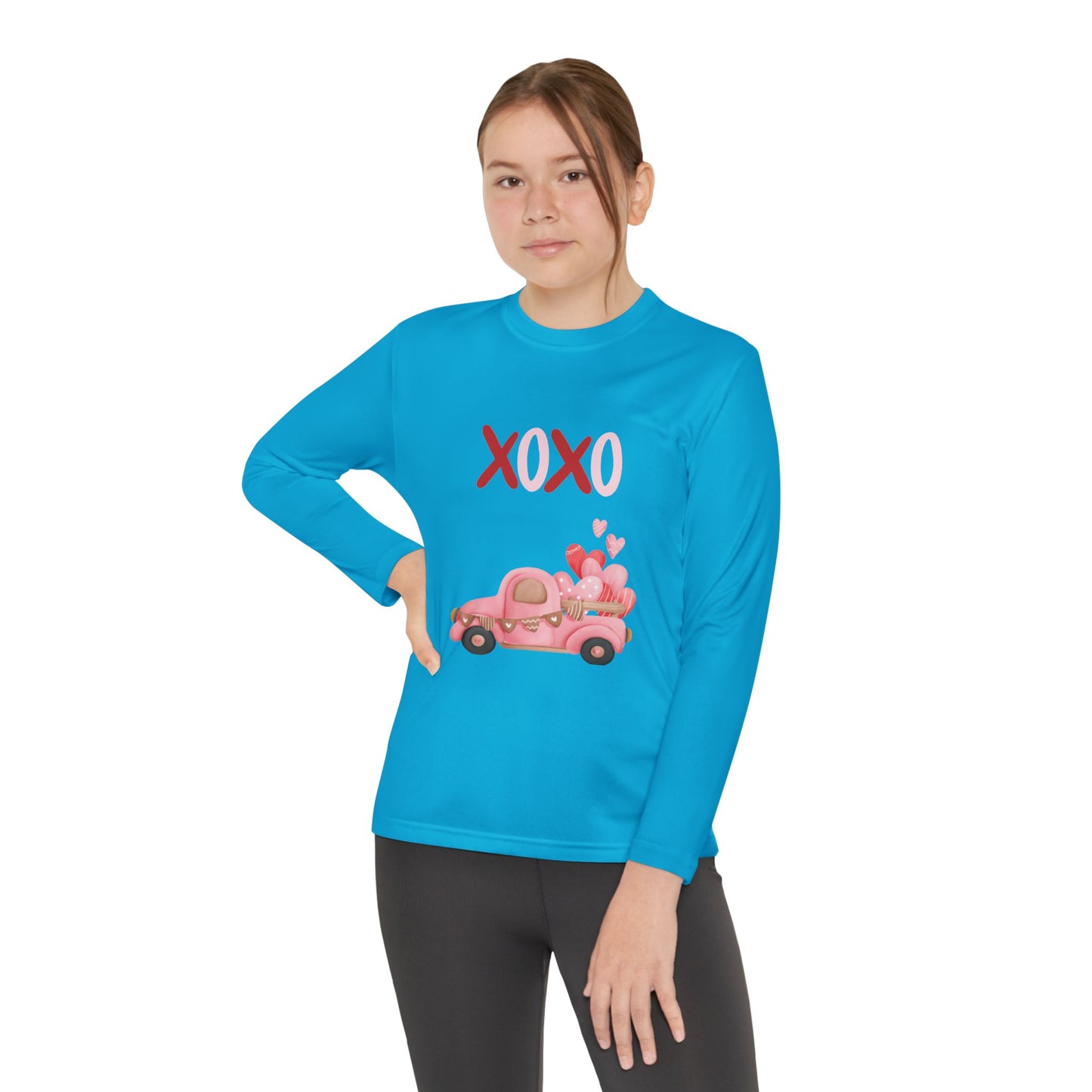 Youth Long Sleeve Tee — Pink Valentine Truck "XOXO" Design