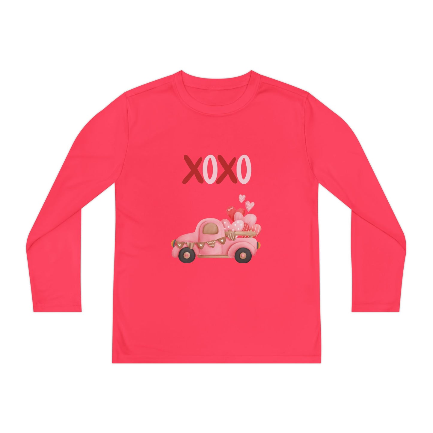 Youth Long Sleeve Tee — Pink Valentine Truck "XOXO" Design