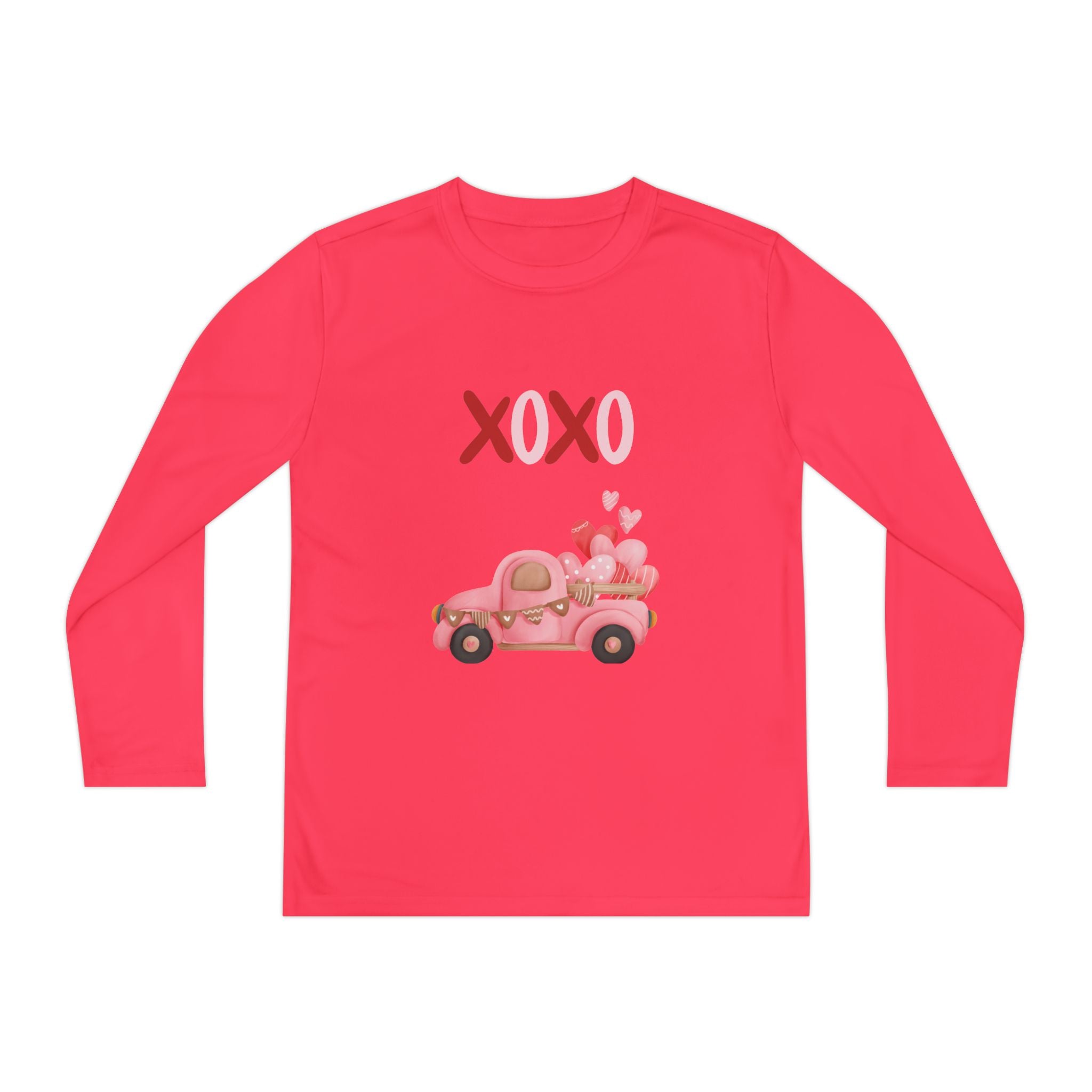 Youth Long Sleeve Tee — Pink Valentine Truck "XOXO" Design